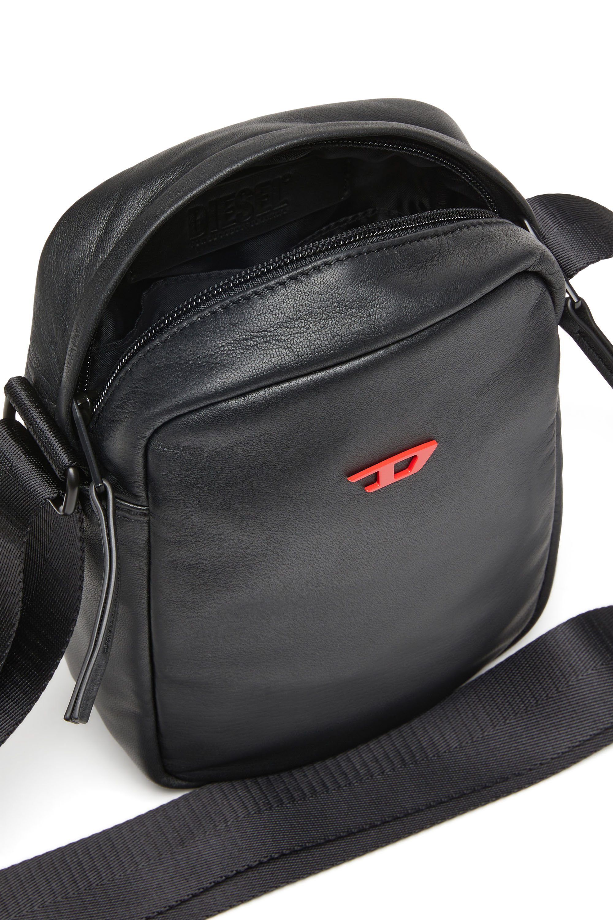 Men's Rave-Leather crossbody bag with metal D | Black | Diesel
