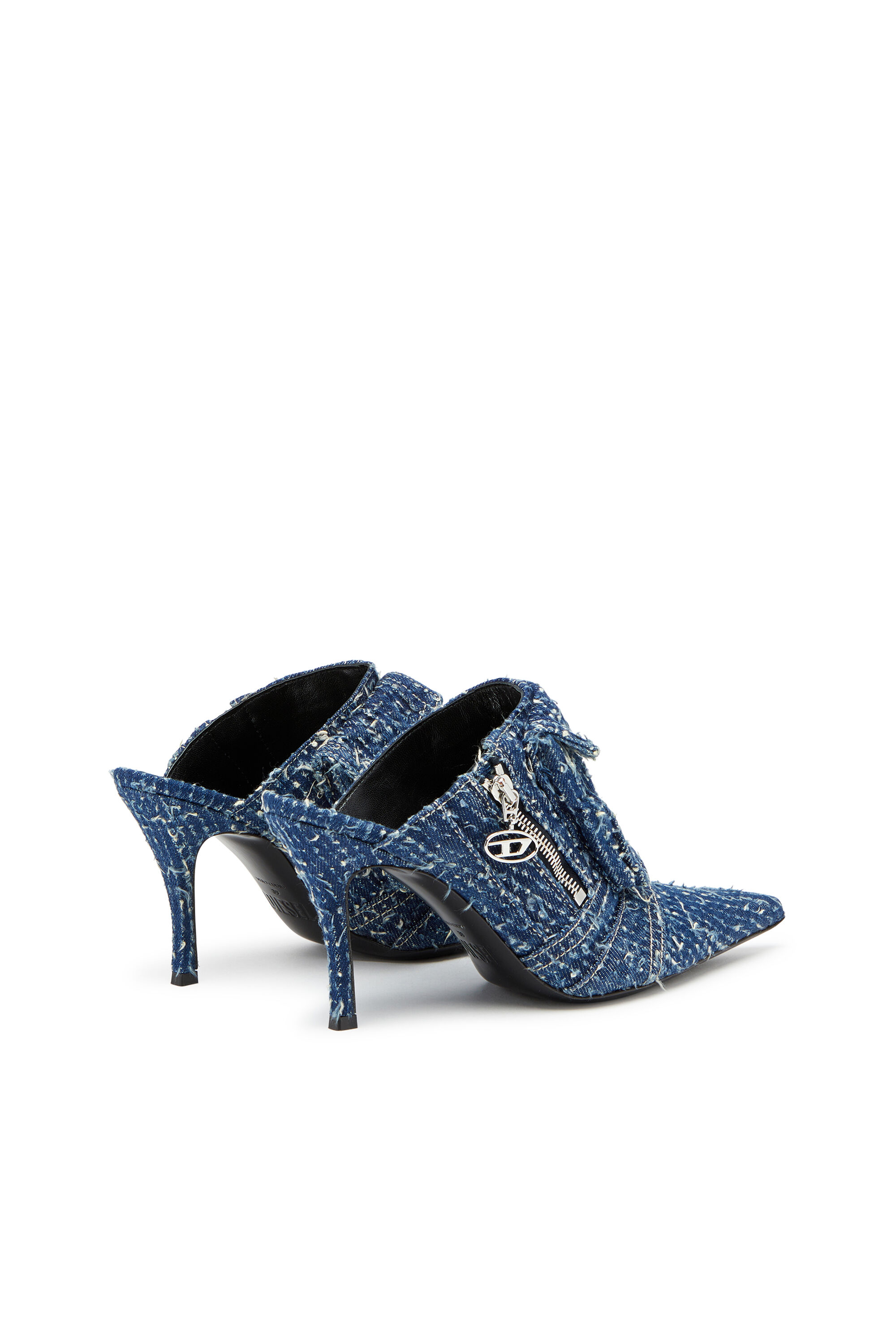 Diesel - D-VENUS POCKET ML, Mujer D-Venus-Zapatos sin talón y con tacón de denim bouclé in Azul marino - Image 3