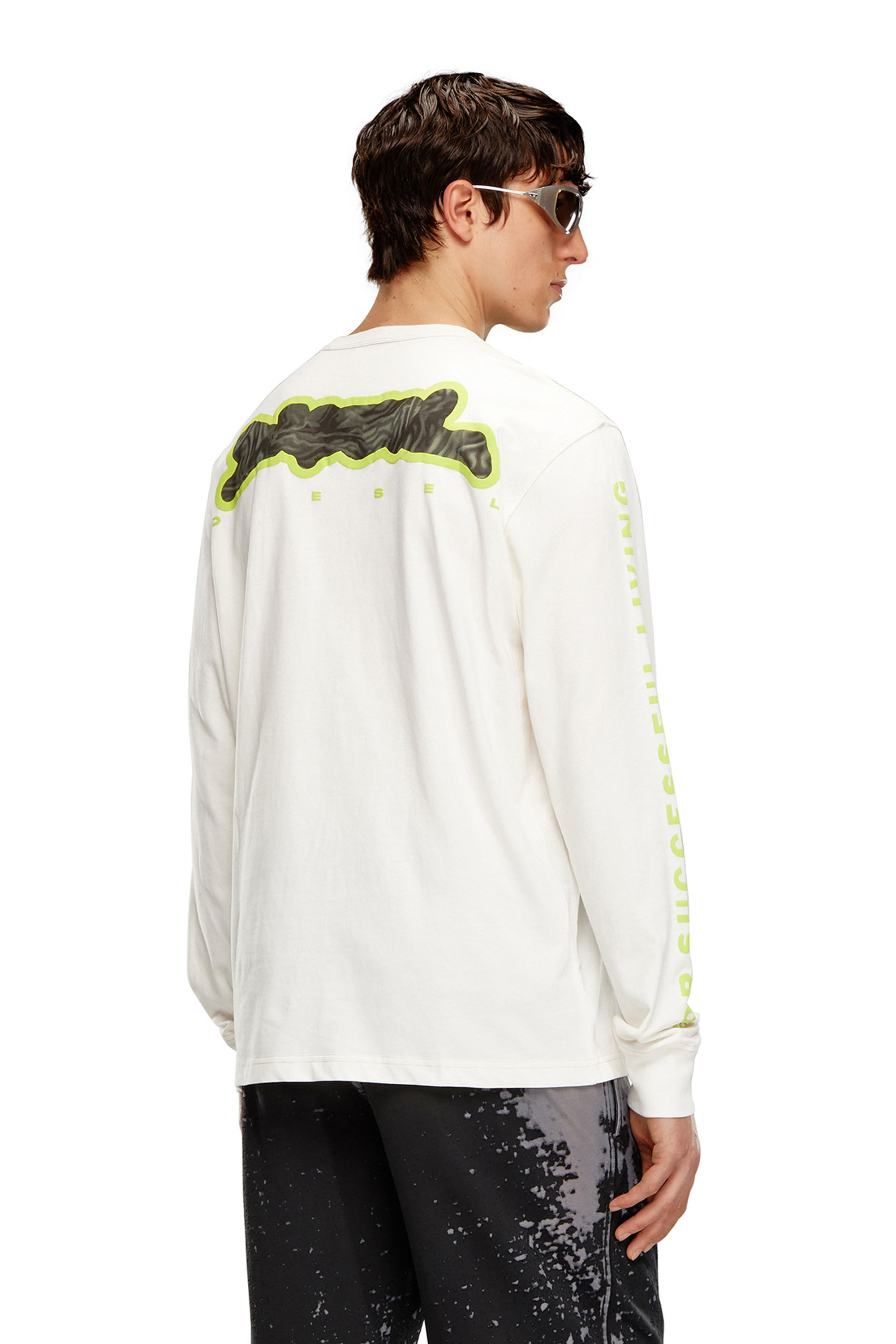 Men's Long-sleeve T-shirt with zebra-camo motif | White | Diesel