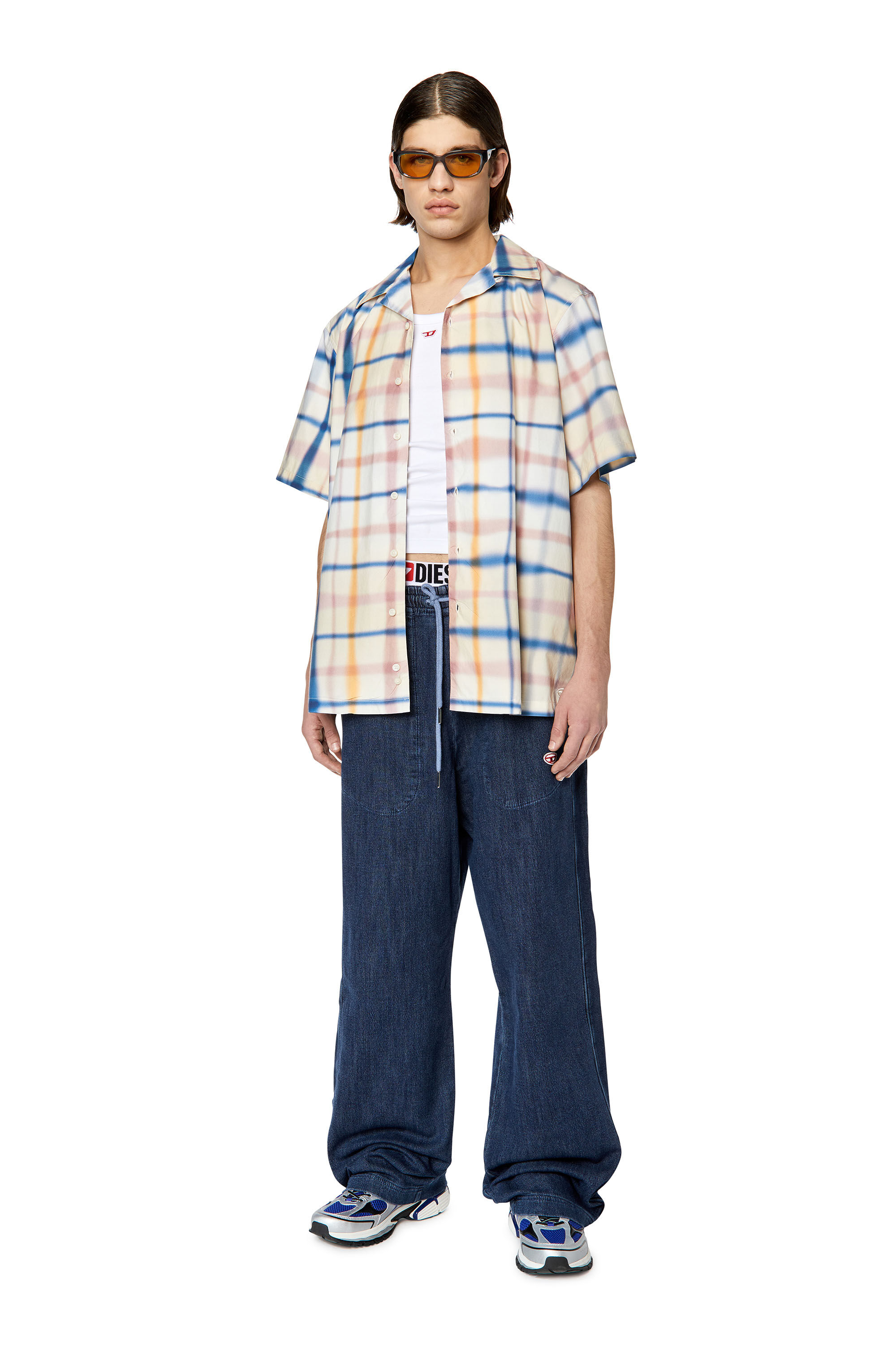 Diesel Checkered S-DOUBLER Shirt With Double Sleeves men