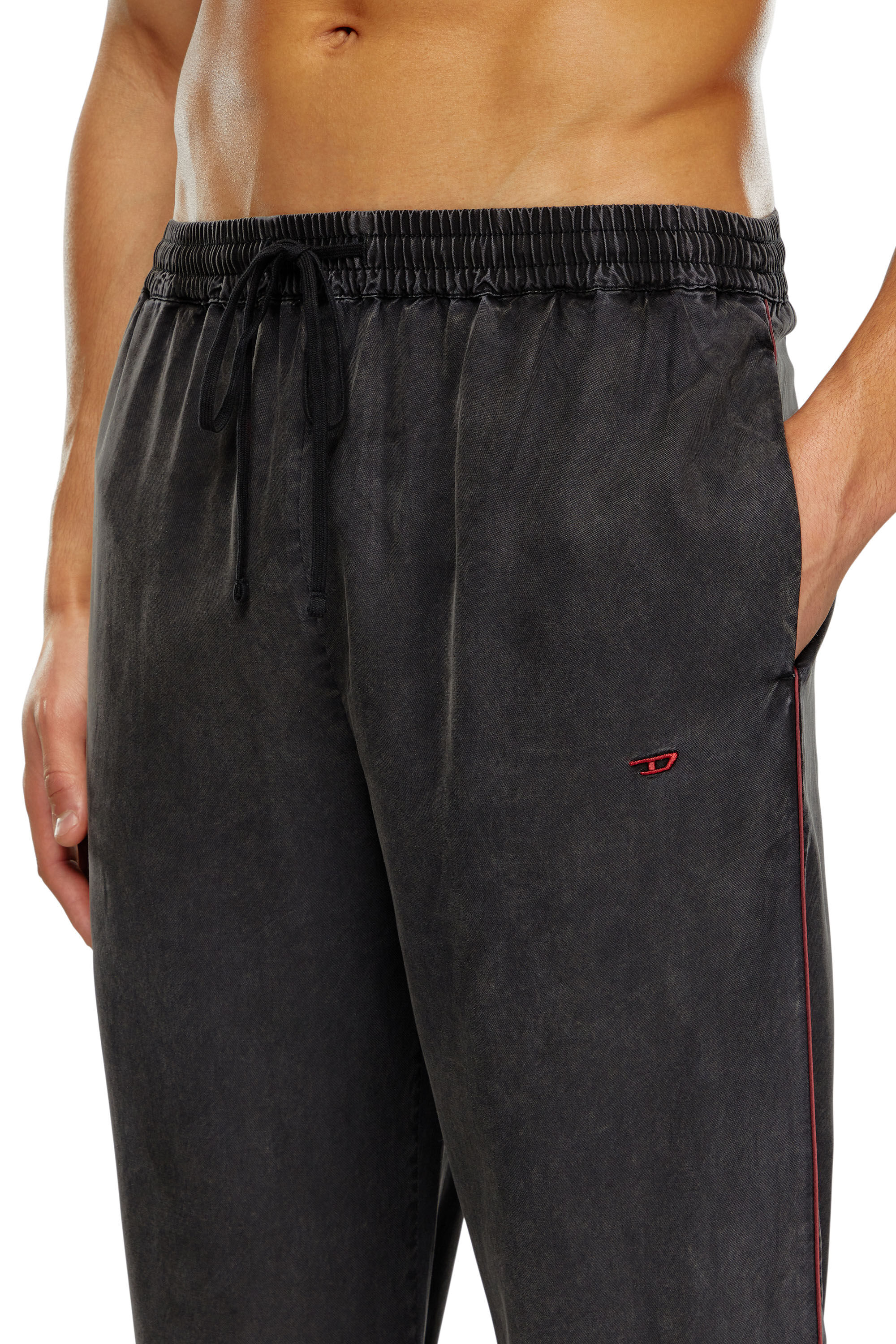 Diesel - UMSET-LOOMY, Pijama largo con ribetes en contraste Hombre in Negro - 2