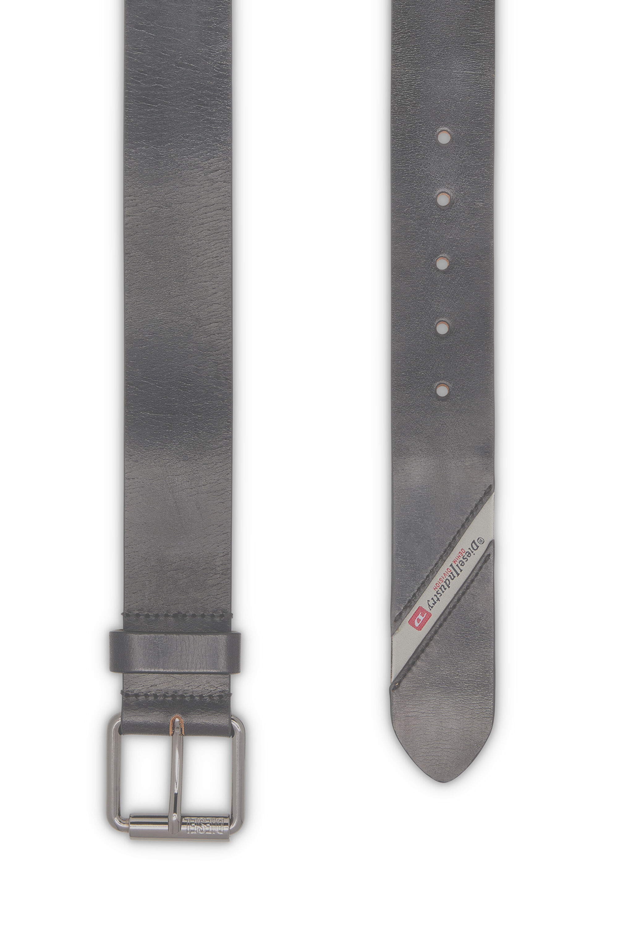 Men's 4cm Leather belt with fifth pocket logo flag | Black