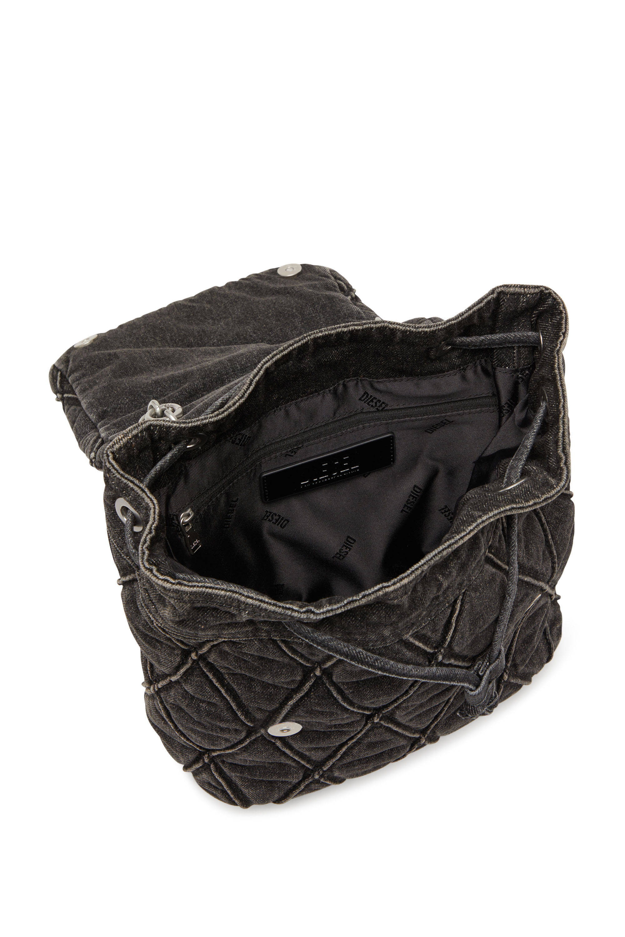 Diesel Women s Denim Backpack Charm D Black Backpacks