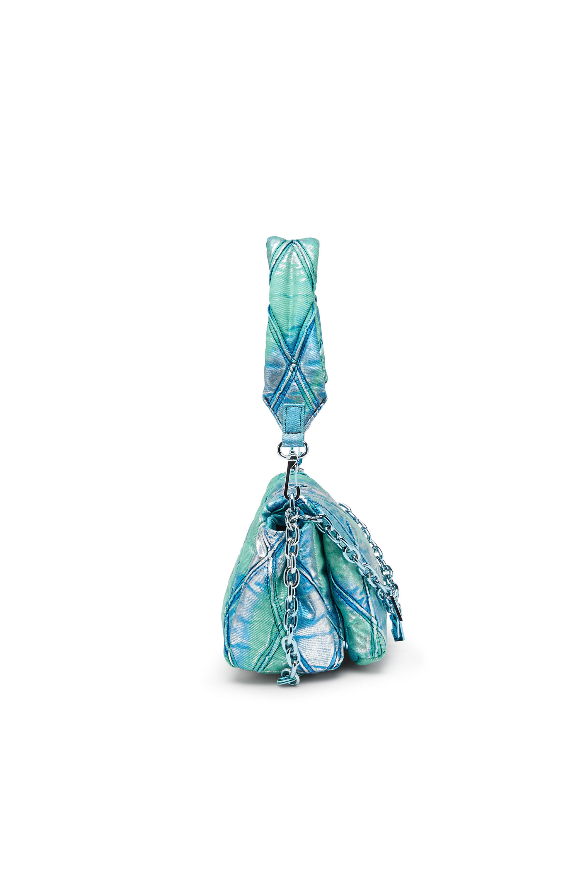Diesel - CHARM-D SHOULDER S, Charm-D S-Bolso de mano pequeño de denim colorido acolchado Mujer in Azul marino - 4