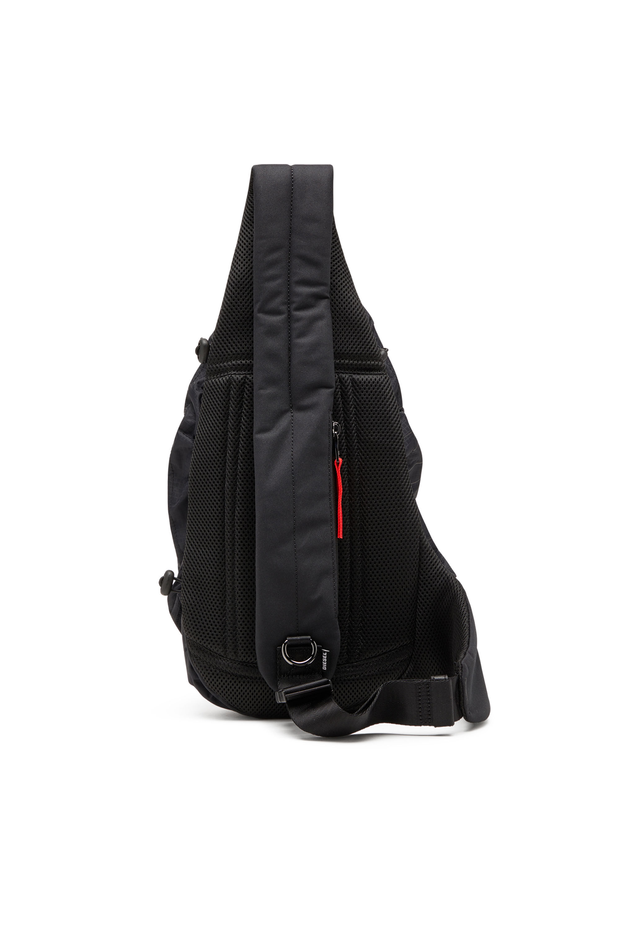 Men's Zip-D-Sling backpack in check-jacquard shell | Black | Diesel