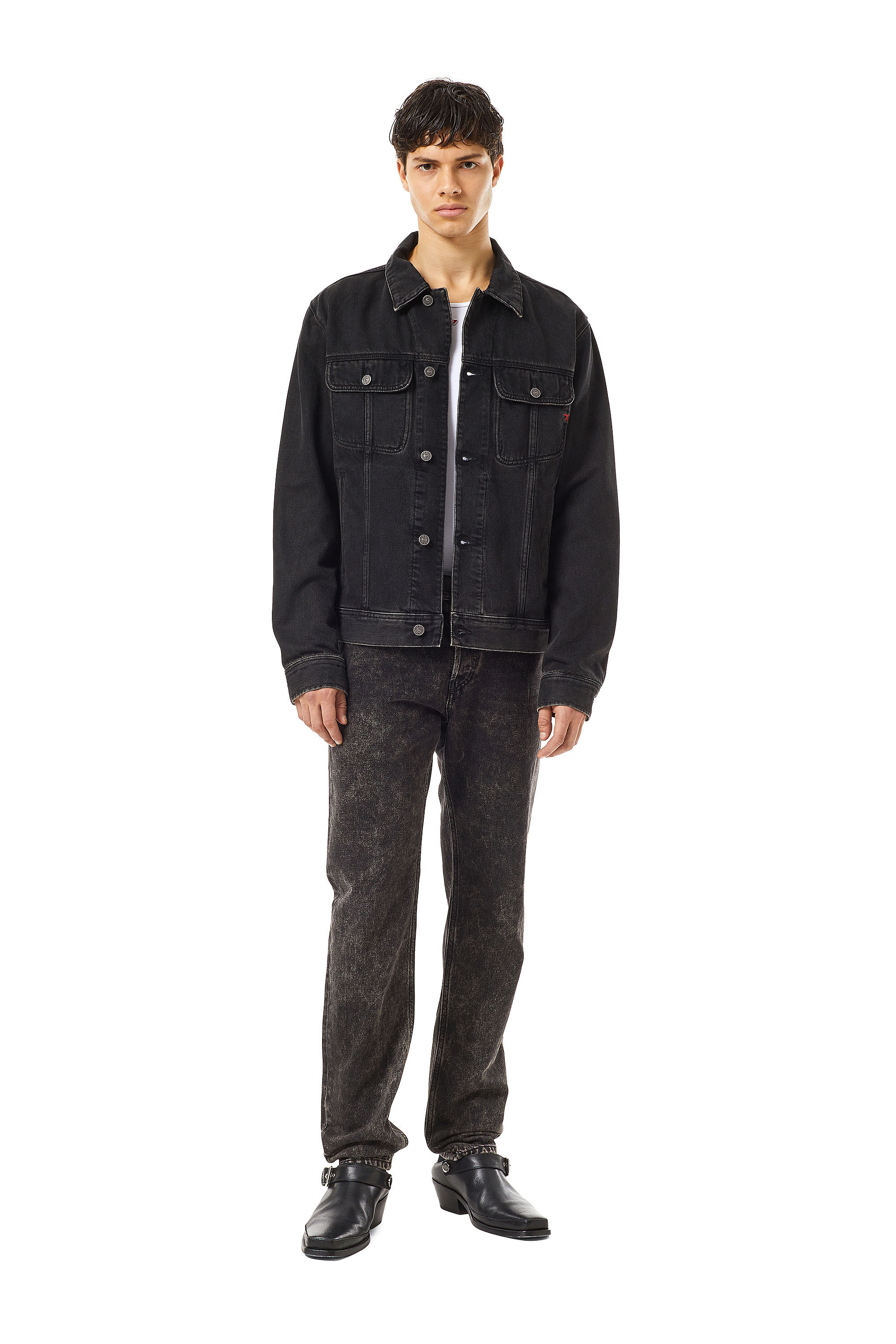 Diesel - D-BARCY TRUCKER JACKET, Chaqueta trucker de corte regular Hombre in Negro - 1