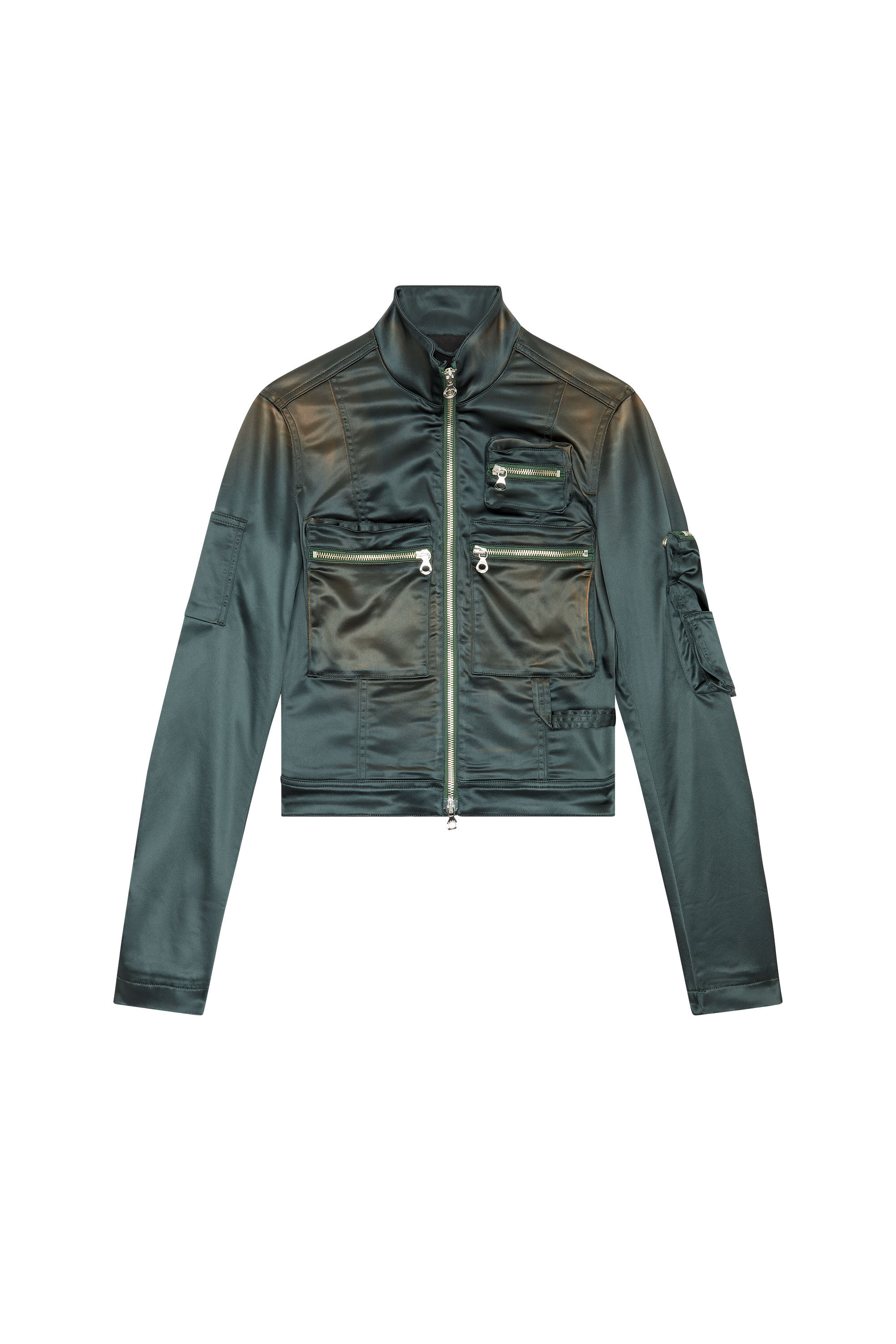 Diesel - G-LANDY, Woman's Utility jacket in shiny satin in Dark grey - 2