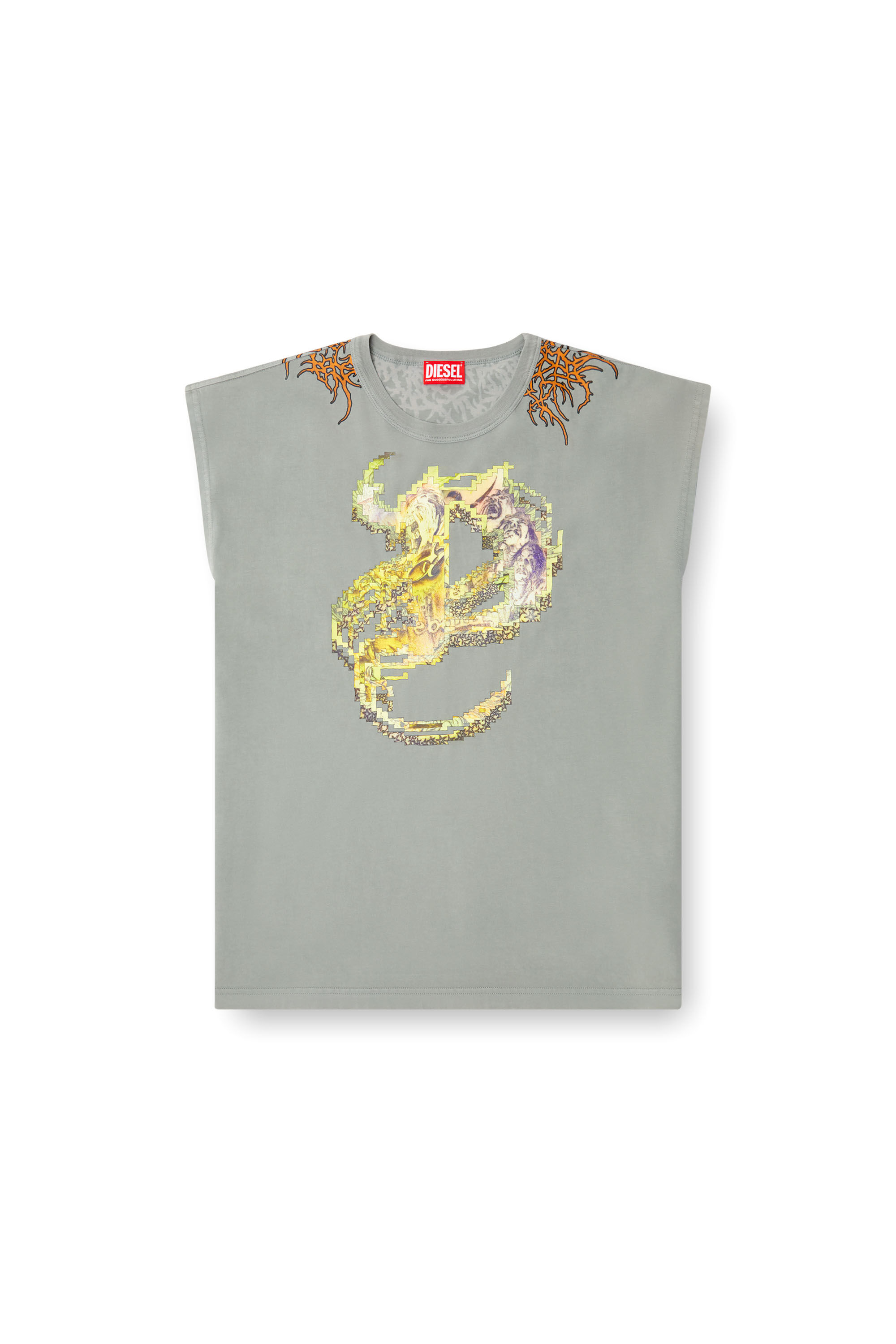 Diesel - T-BOXT-SL-R1, Camiseta de tirantes con gráficos de tatuaje Hombre in Gris - 2