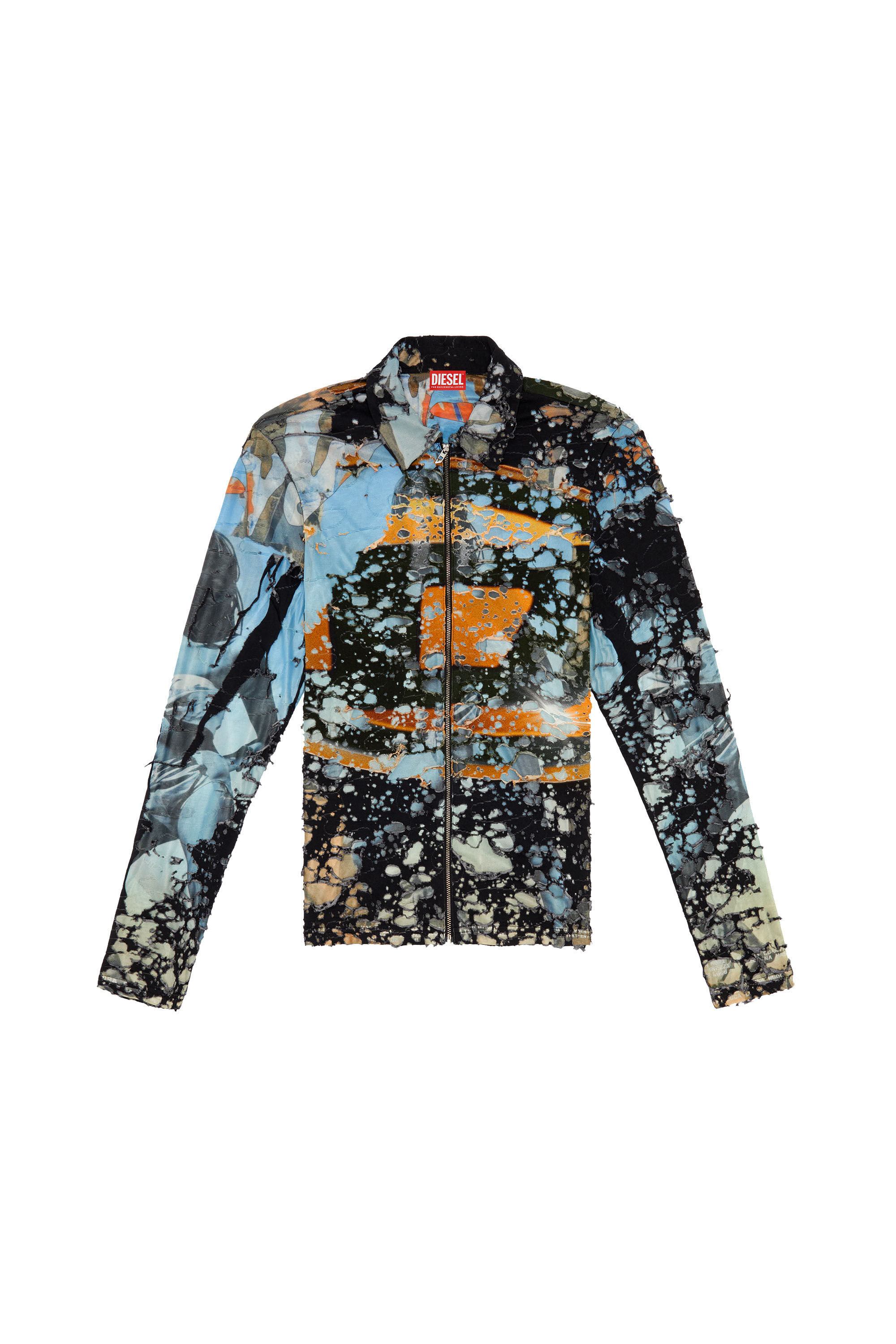 ★DIESEL★ S Burnt Man to Man Multicolor A133290NFAV9XXA Men's Destroyed hoodie with marble-effect | Multicolor | Diesel