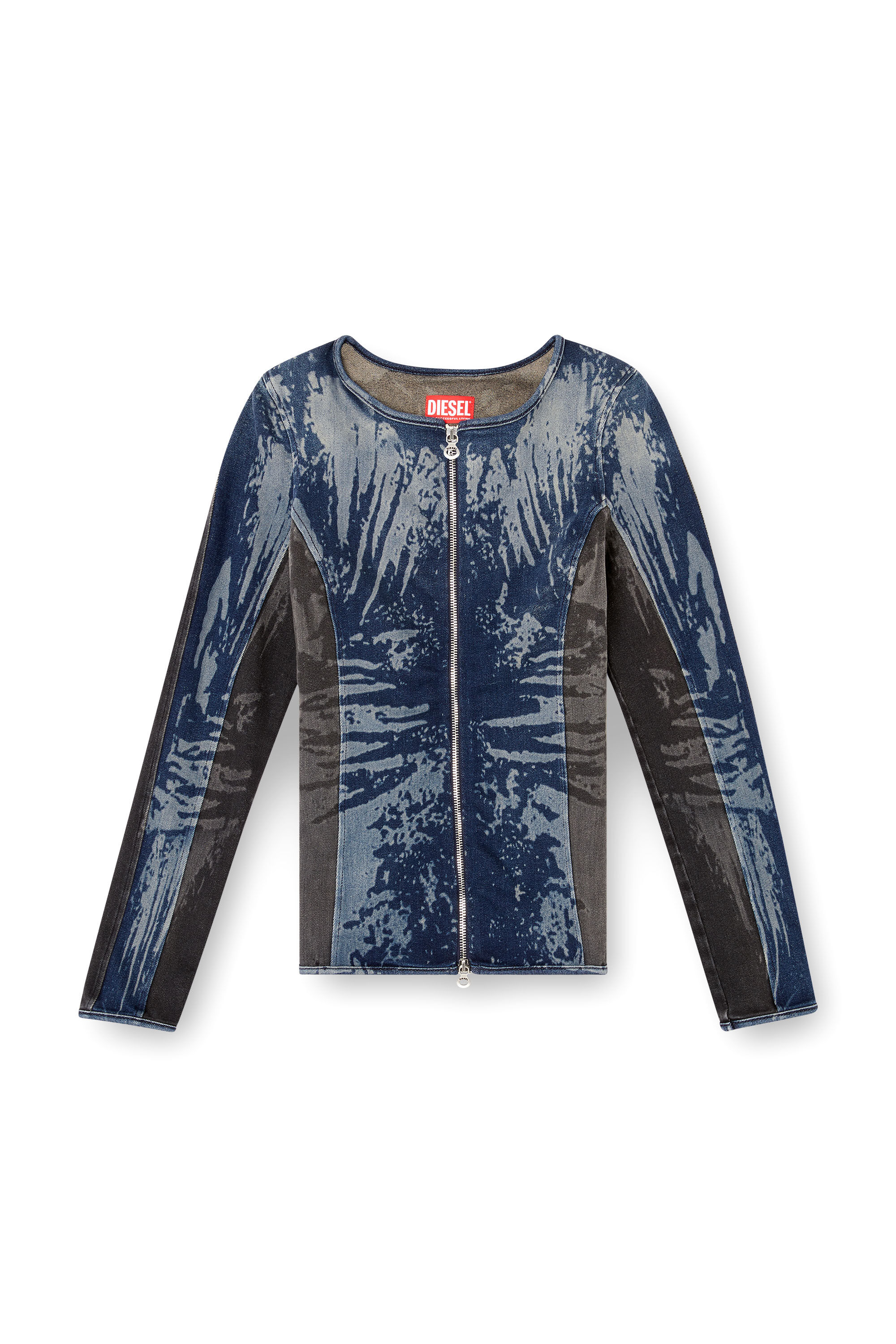 Women's Zipped top in bicolour denim | Blue | Diesel