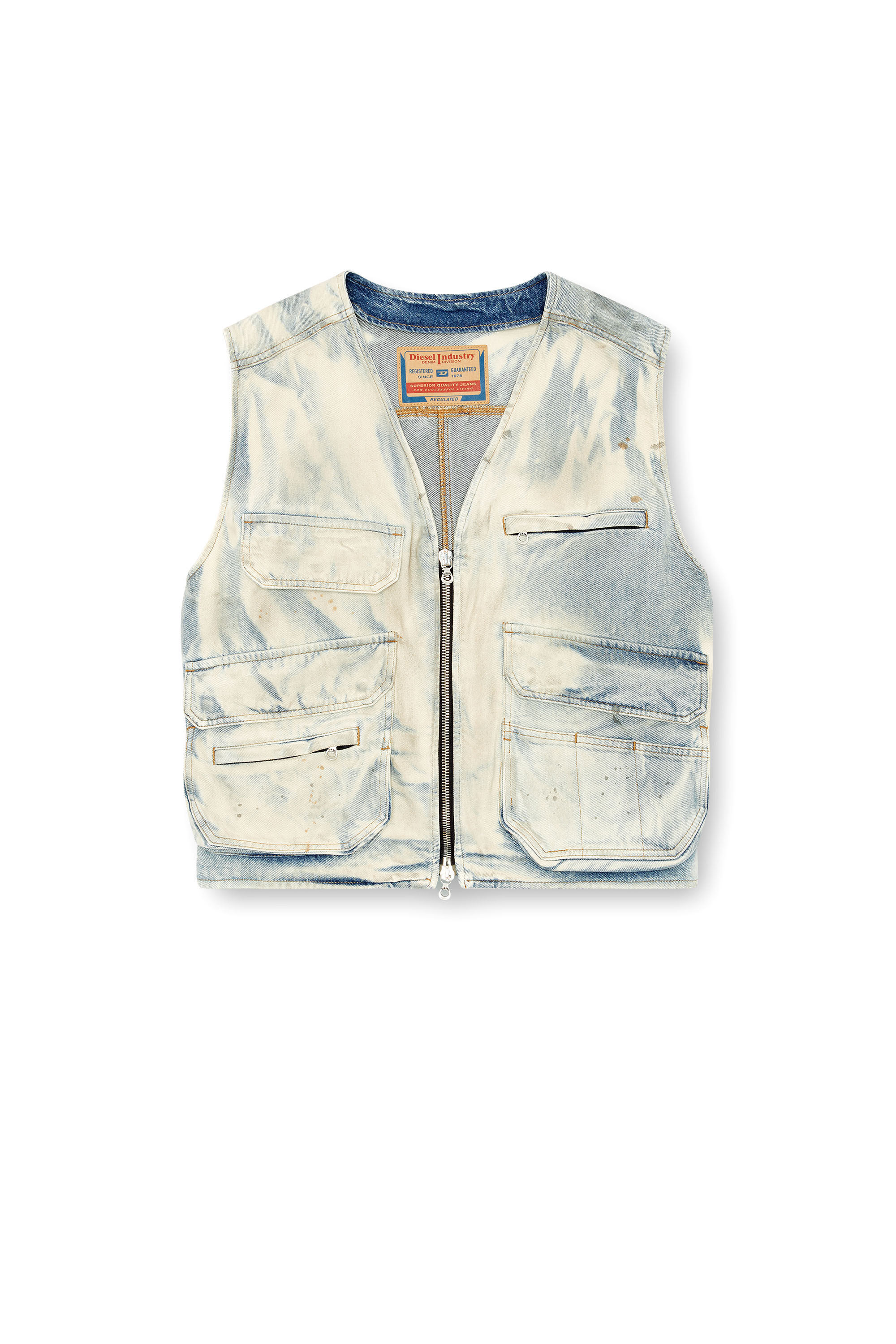 Diesel - D-SAMP-S, Chaqueta sin mangas de denim solarizado Hombre in Multicolor - 2