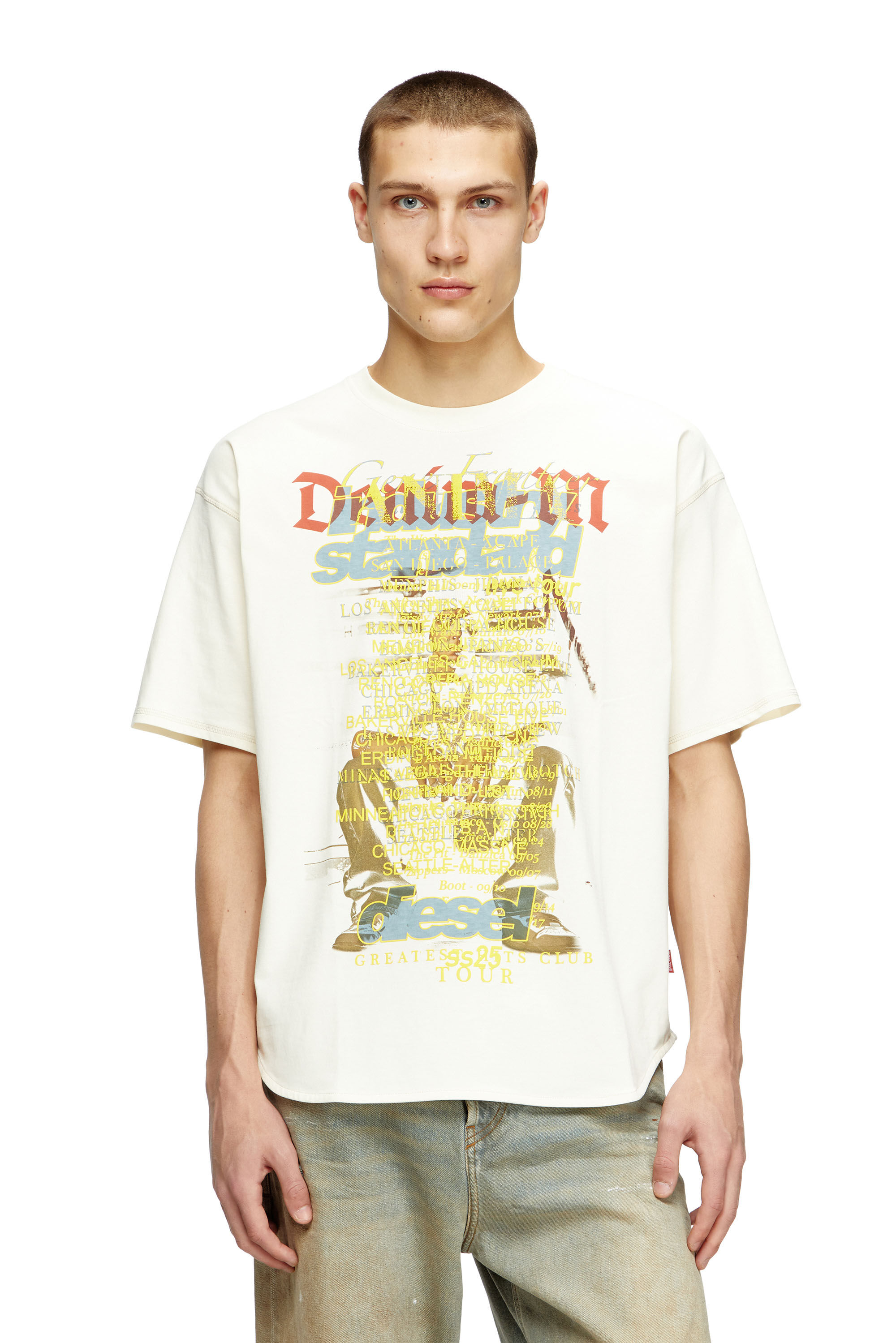 Diesel - T-BIX-AA, Camiseta con estampado de letras de canciones Unisex in Blanco - 3