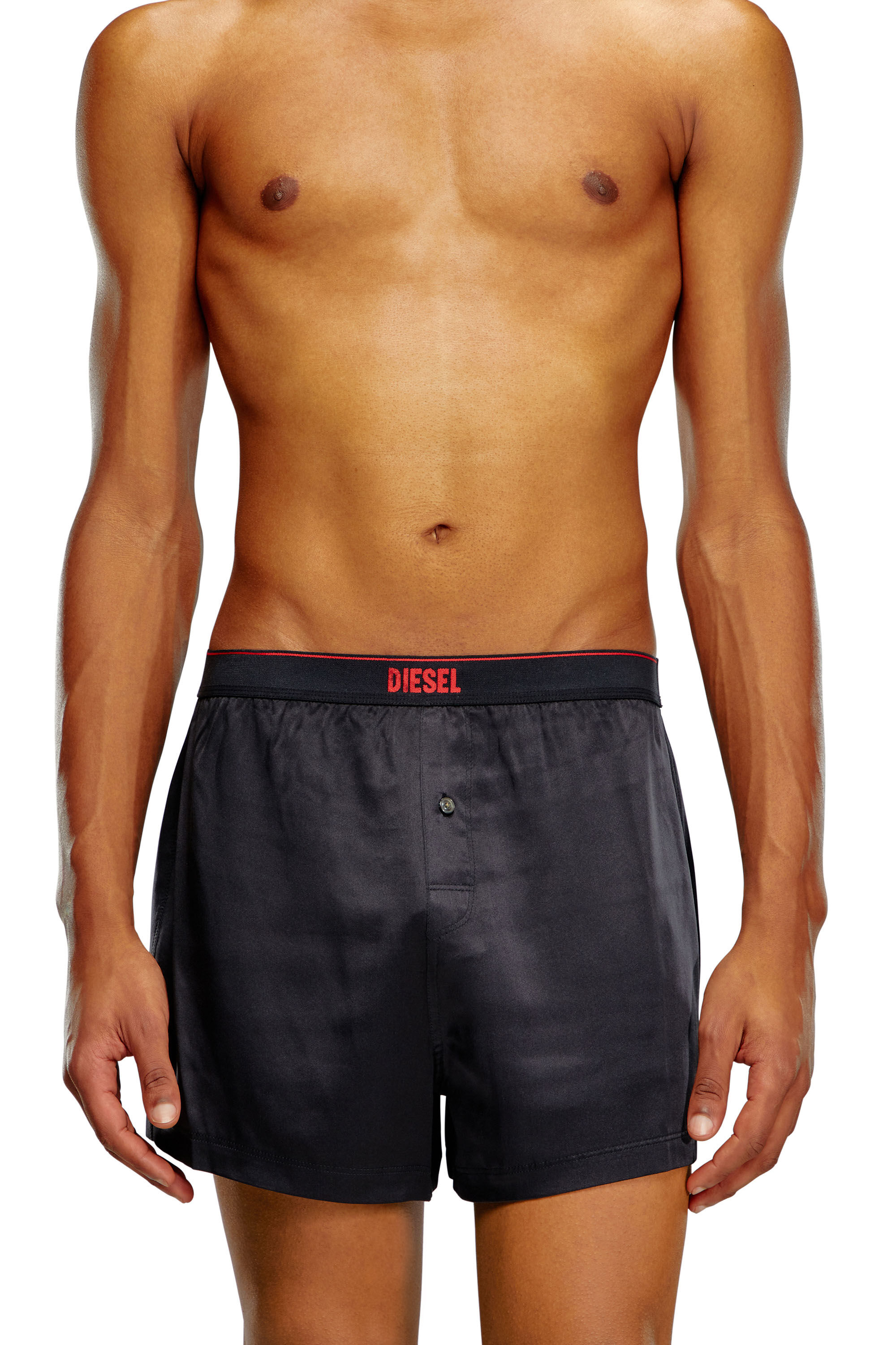 Diesel - UUBX-STARK-EL, Unisex's Silk boxers with logo waist in Black - 3