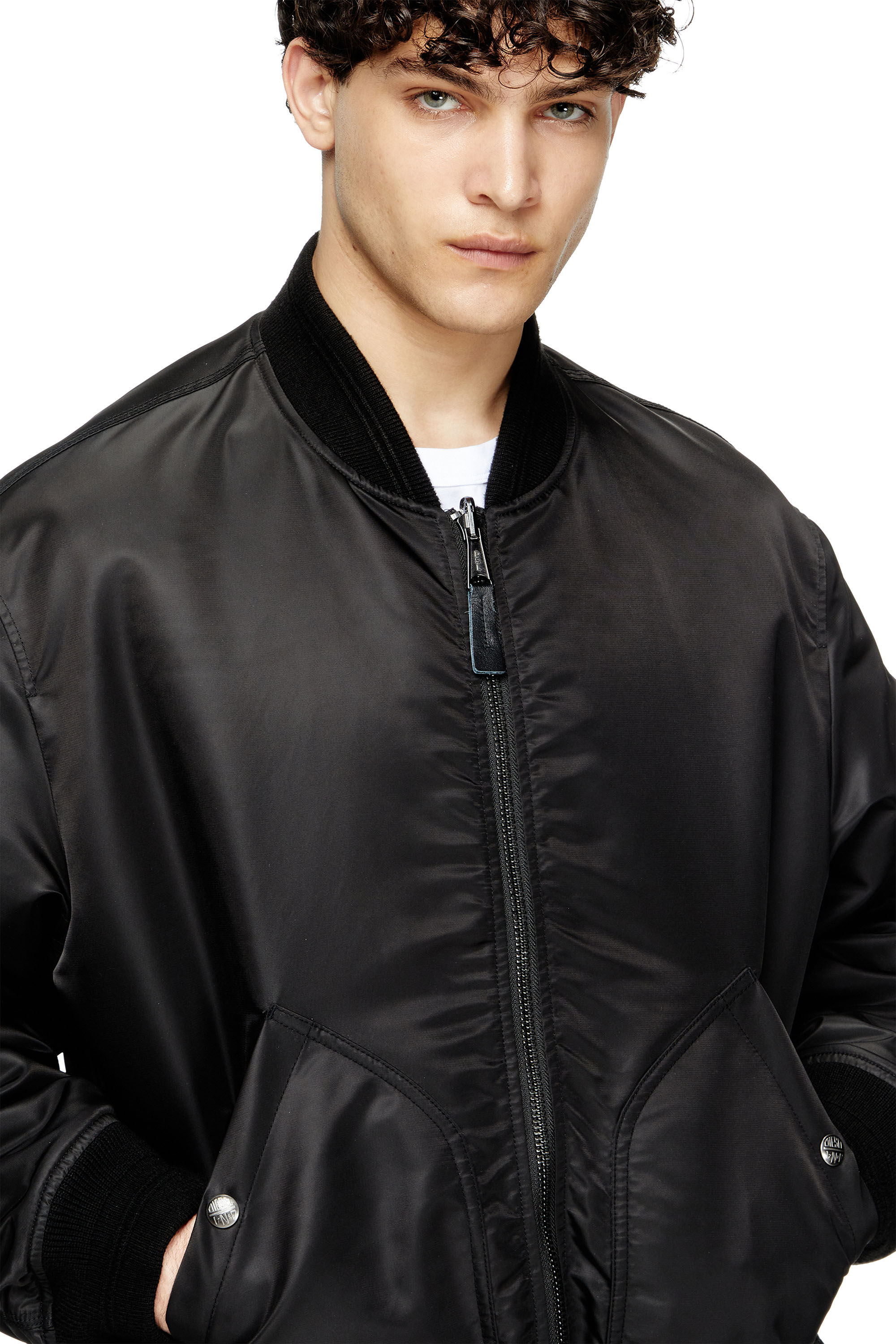 Men's Bomber in padded nylon with Oval D | Black | Diesel