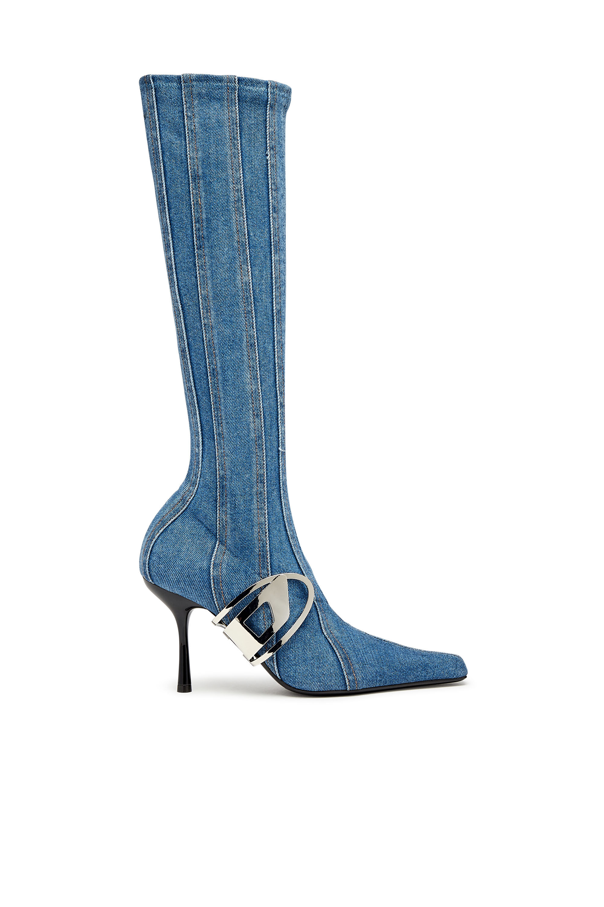 Women's D-Eclipse KBT - Knee-high boots in stretch denim | Blue | Diesel