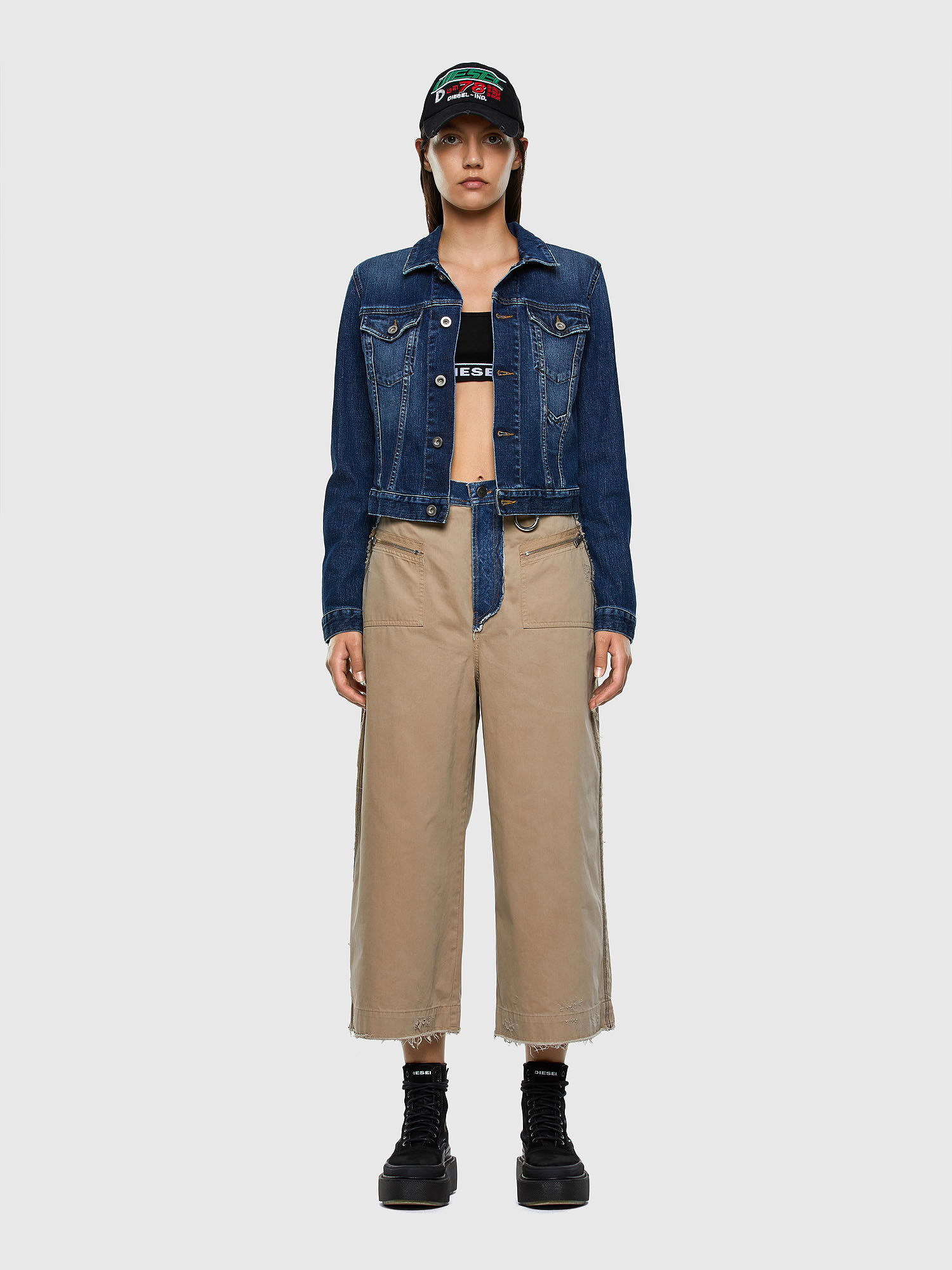 P ACAY DT Woman Wide leg pants in twill and denim Diesel