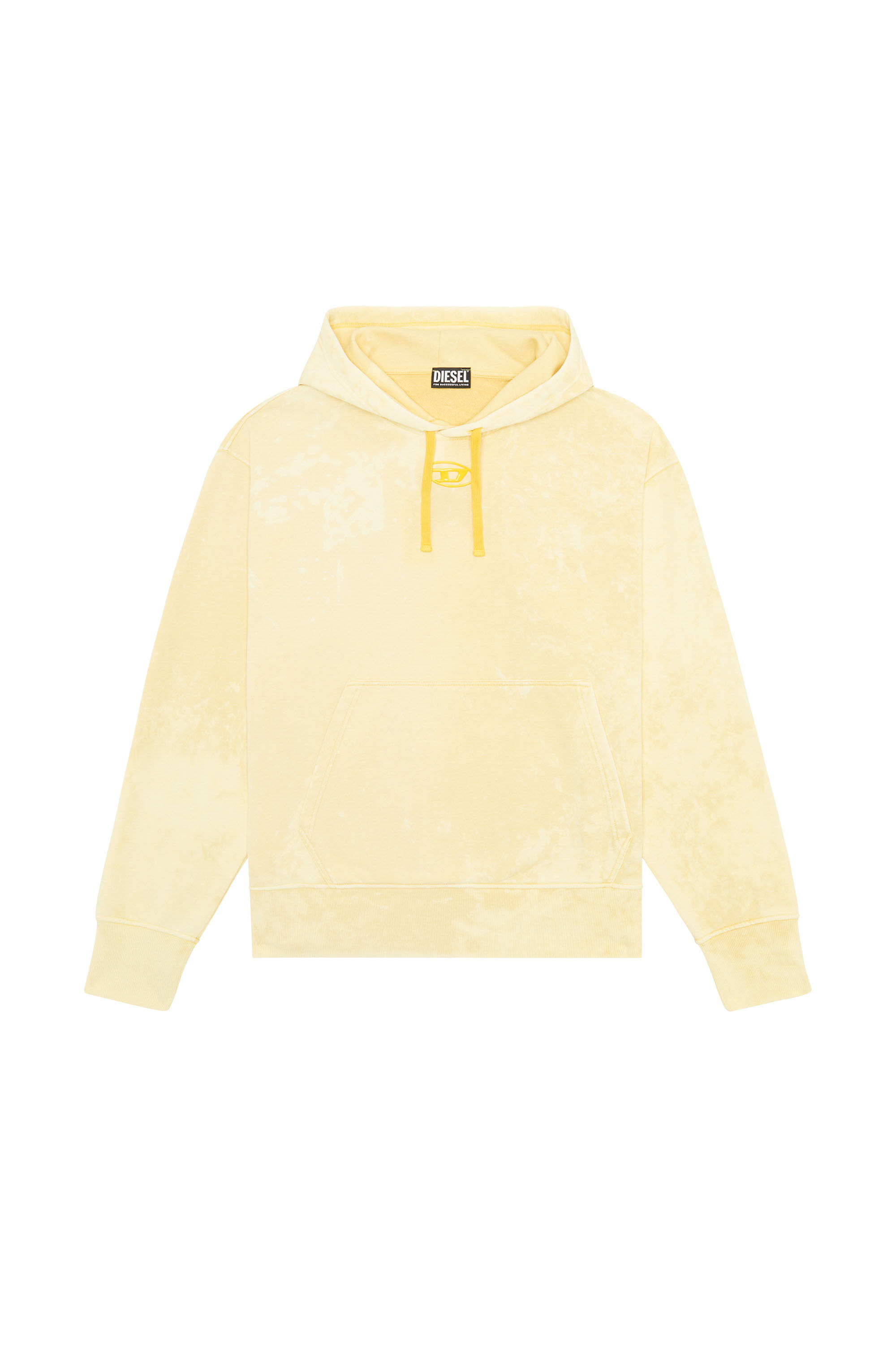 Diesel - S-MACS-HOOD-G2, Sudadera con capucha desteñida extragrande con logotipo Hombre in Amarillo - 2