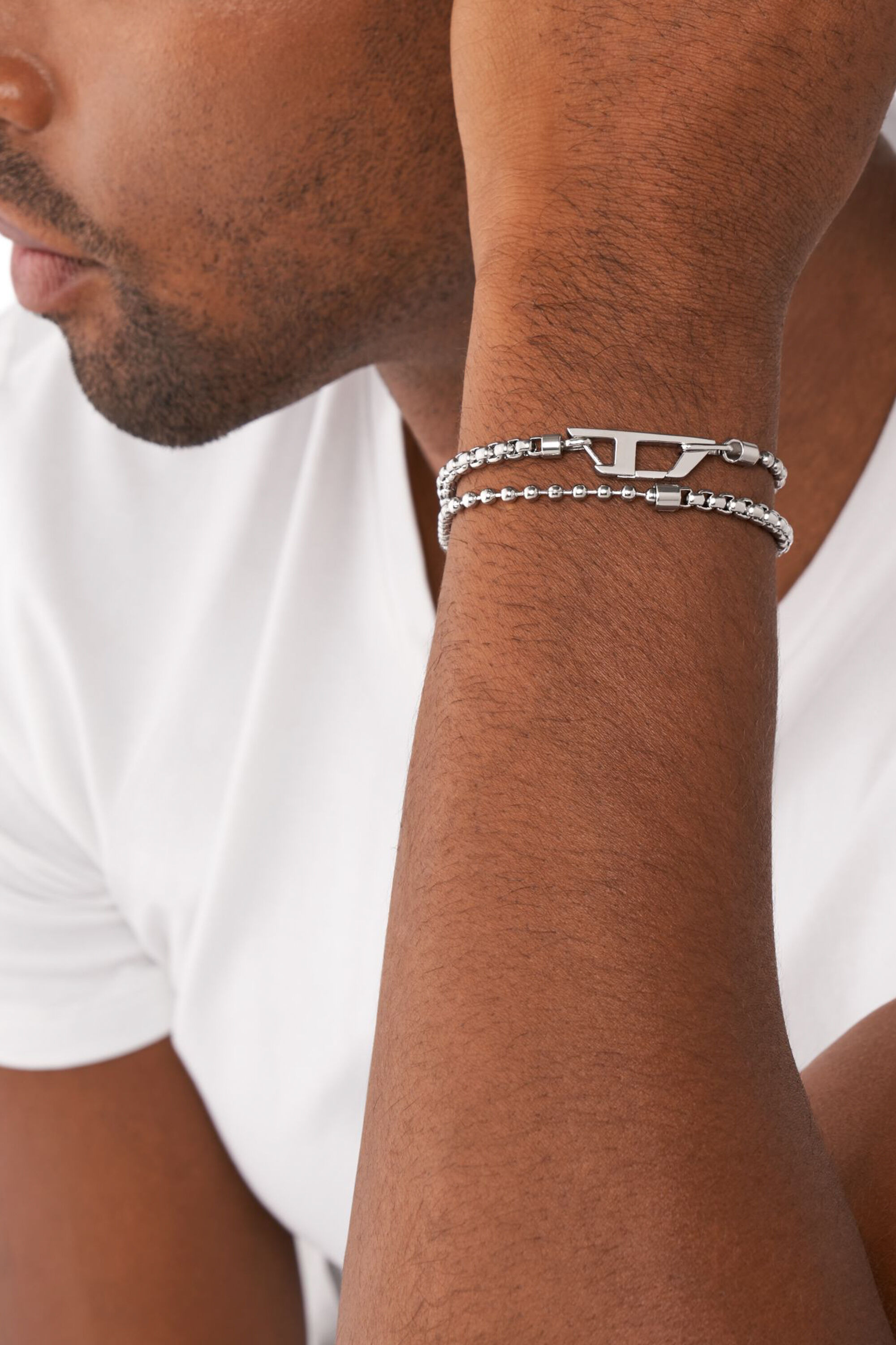 新発売 Stainless Women's steel Diesel | Silver | bracelet chain アクセサリー