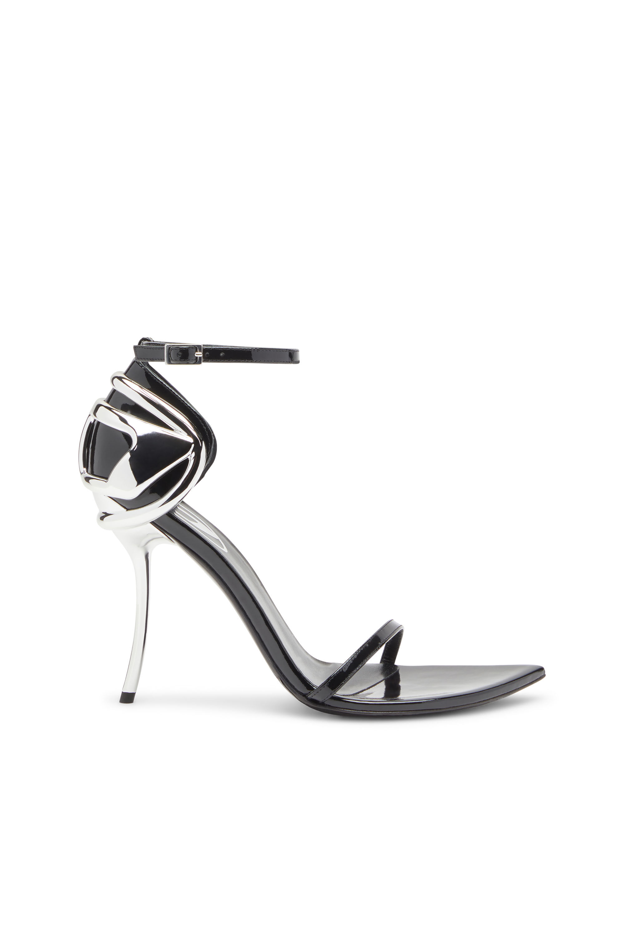 Diesel - D-TEN&HALF SANDAL, D-Ten&Half-Sandalias con tacones de aguja en charol y satén Mujer in Negro - 1