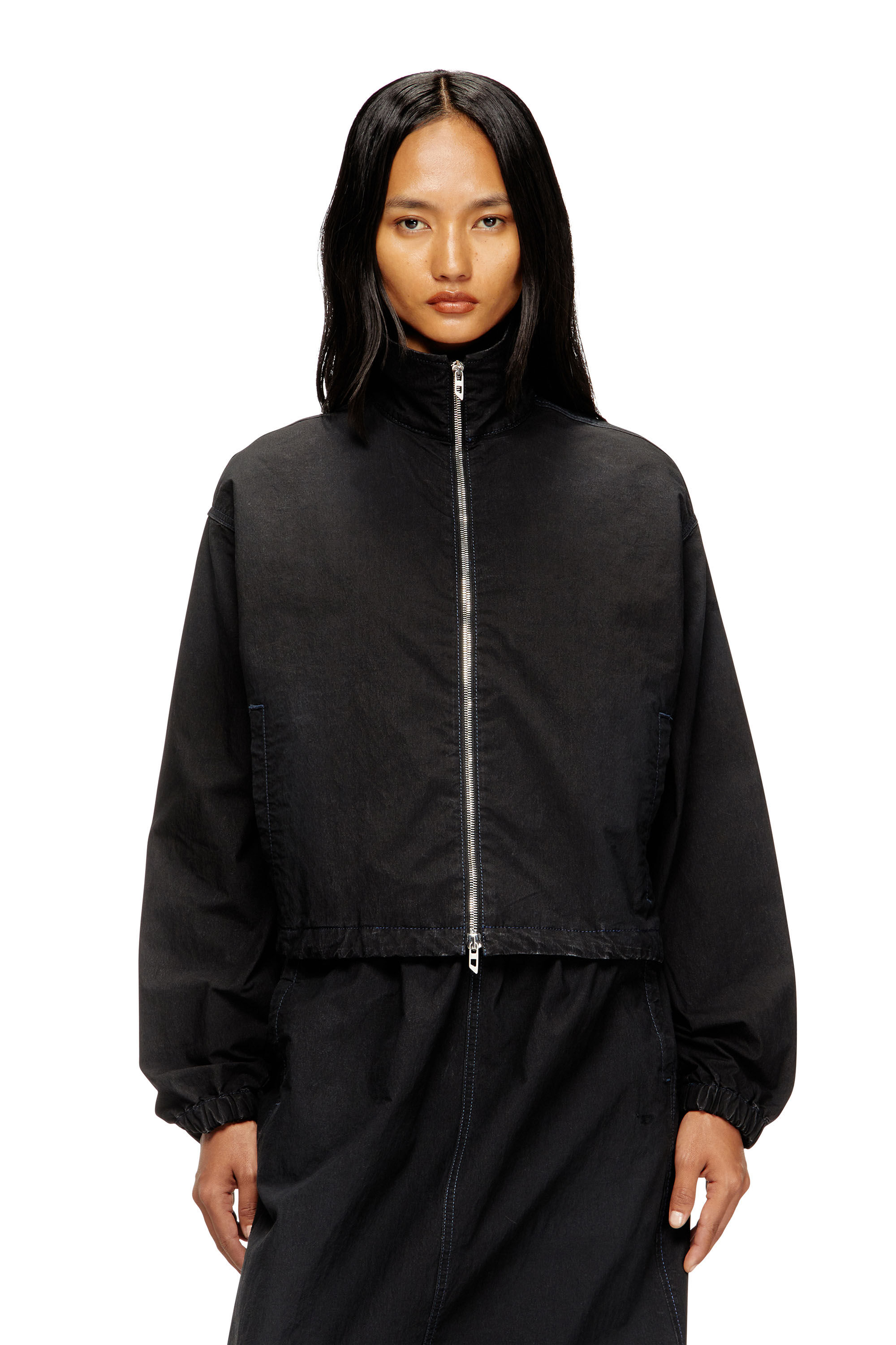 Diesel - DE-SANDERZ JOGG, Chaqueta de tejido técnico JoggJeans con cuello alto Mujer in Negro - 3