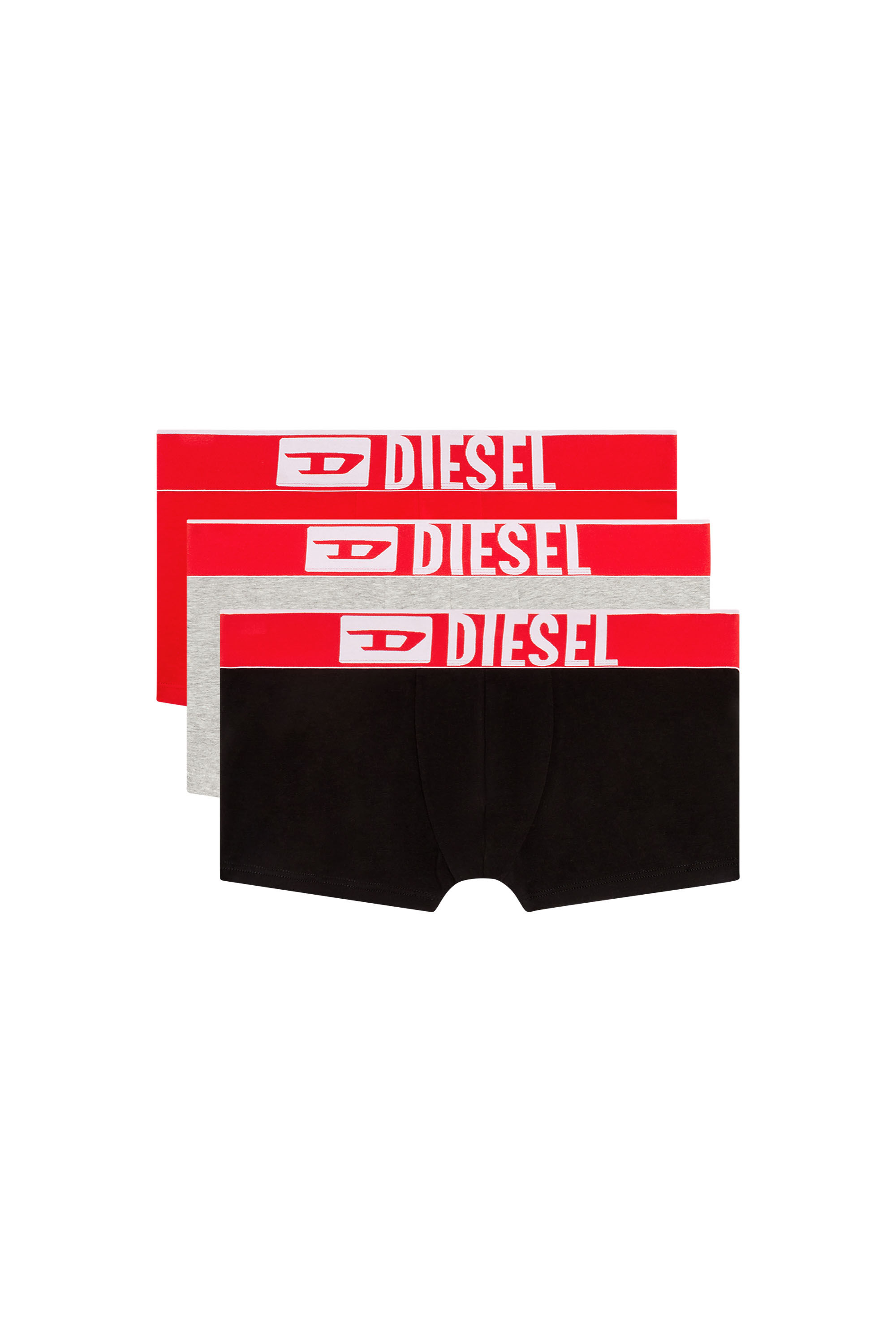 Diesel - UMBX-DAMIENTHREEPACK-5.5EL, Man's 3-pack of boxer briefs with cut-off logo in Black/Red - 4