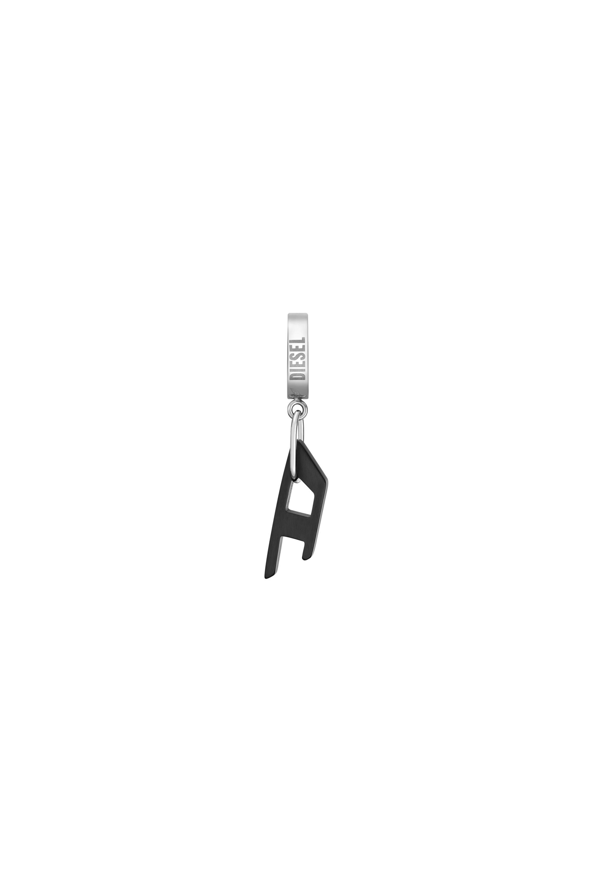 Diesel - DX1418, Pendiente de aro de acero bicolor Unisex in Negro - 2