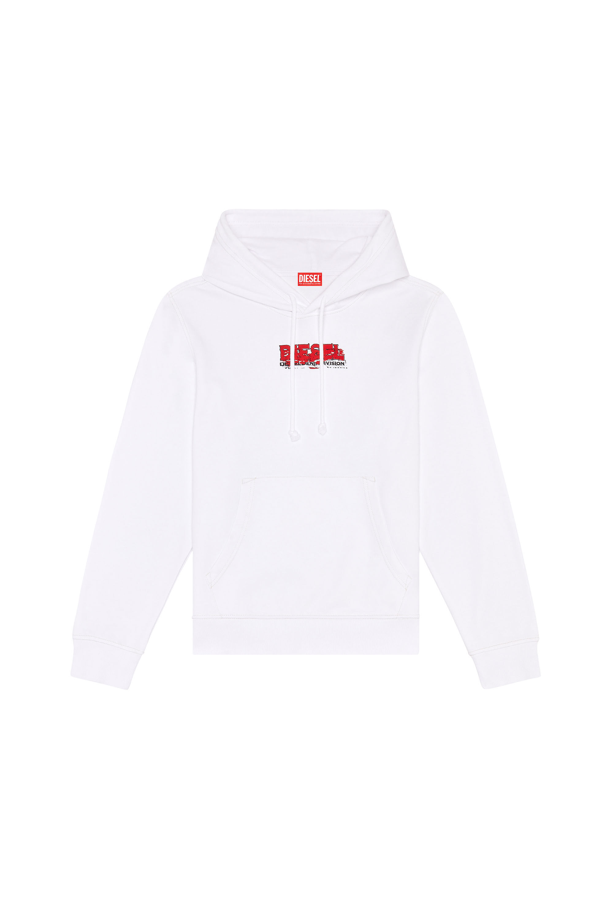 Diesel - S-GINN-HOOD-K37, Sudadera con capucha con logotipo estilo glitch Hombre in Blanco - 2