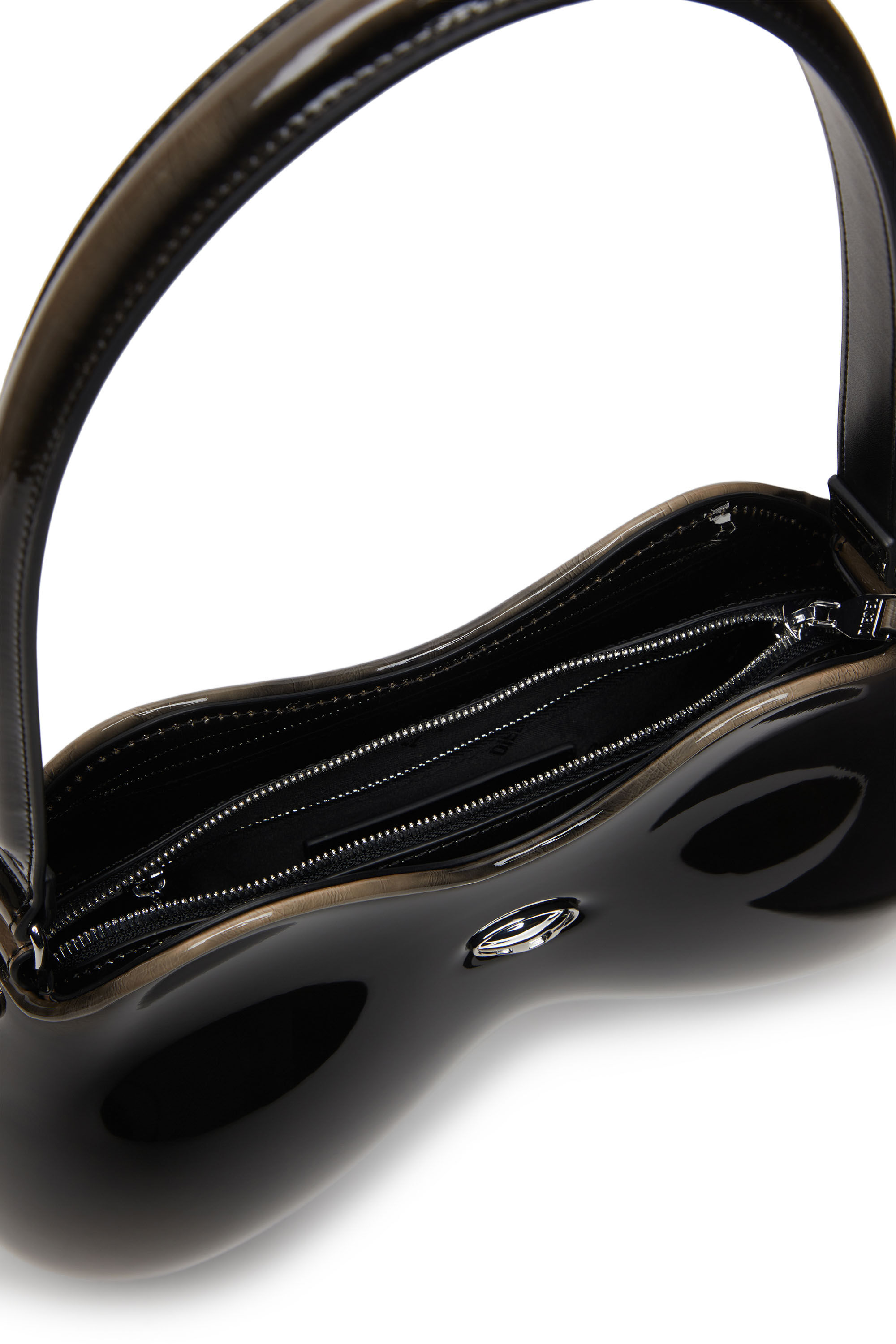 Diesel - DOUBLE-D SHOULDER, Woman's Double-D-Rigid shoulder bag in dégradé glossy PU in Black/Bronze - 2