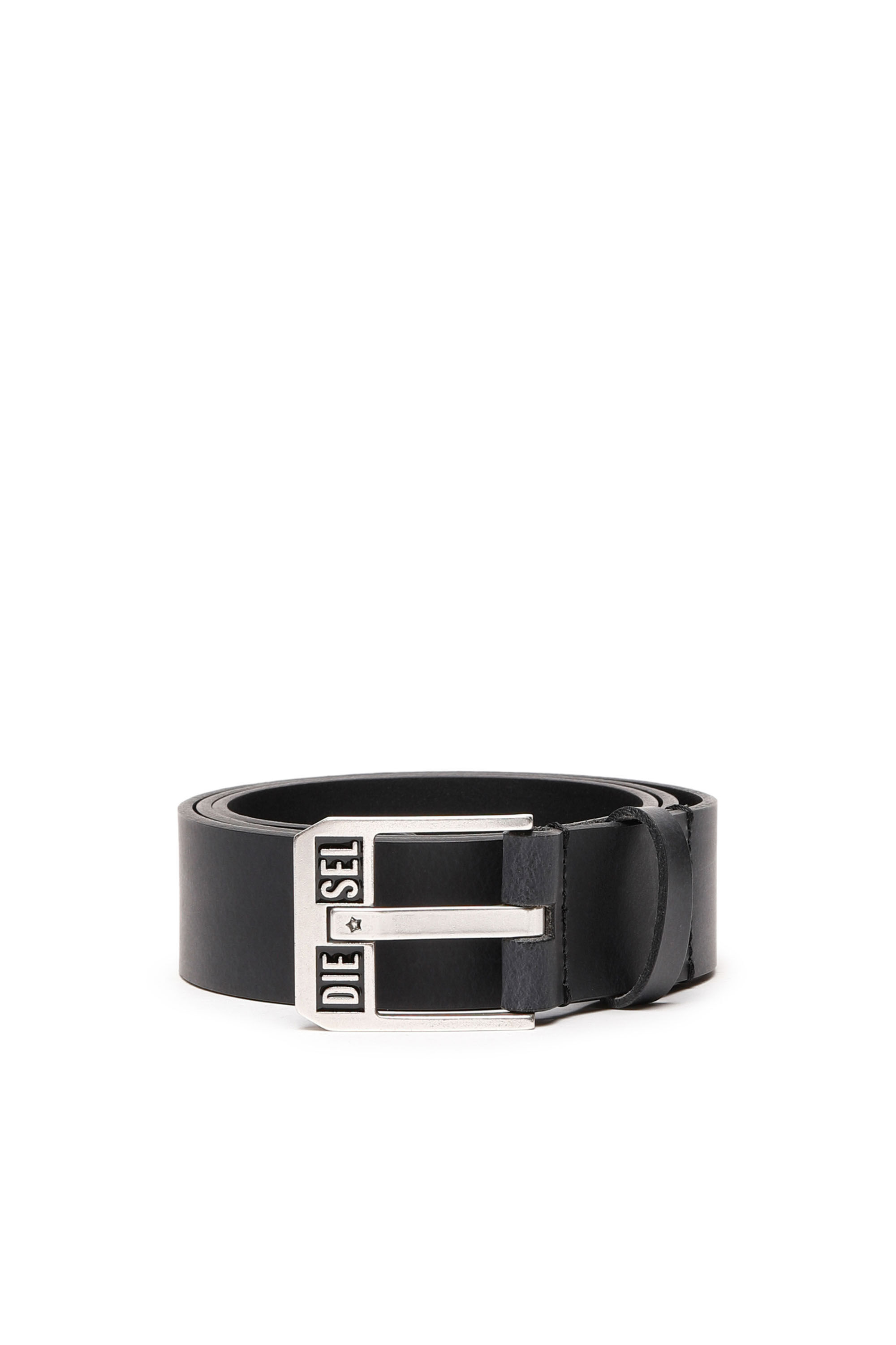 Diesel - BLUESTAR II, Cinturón de piel con hebilla con el logotipo de estrella Hombre in Azul marino - 1
