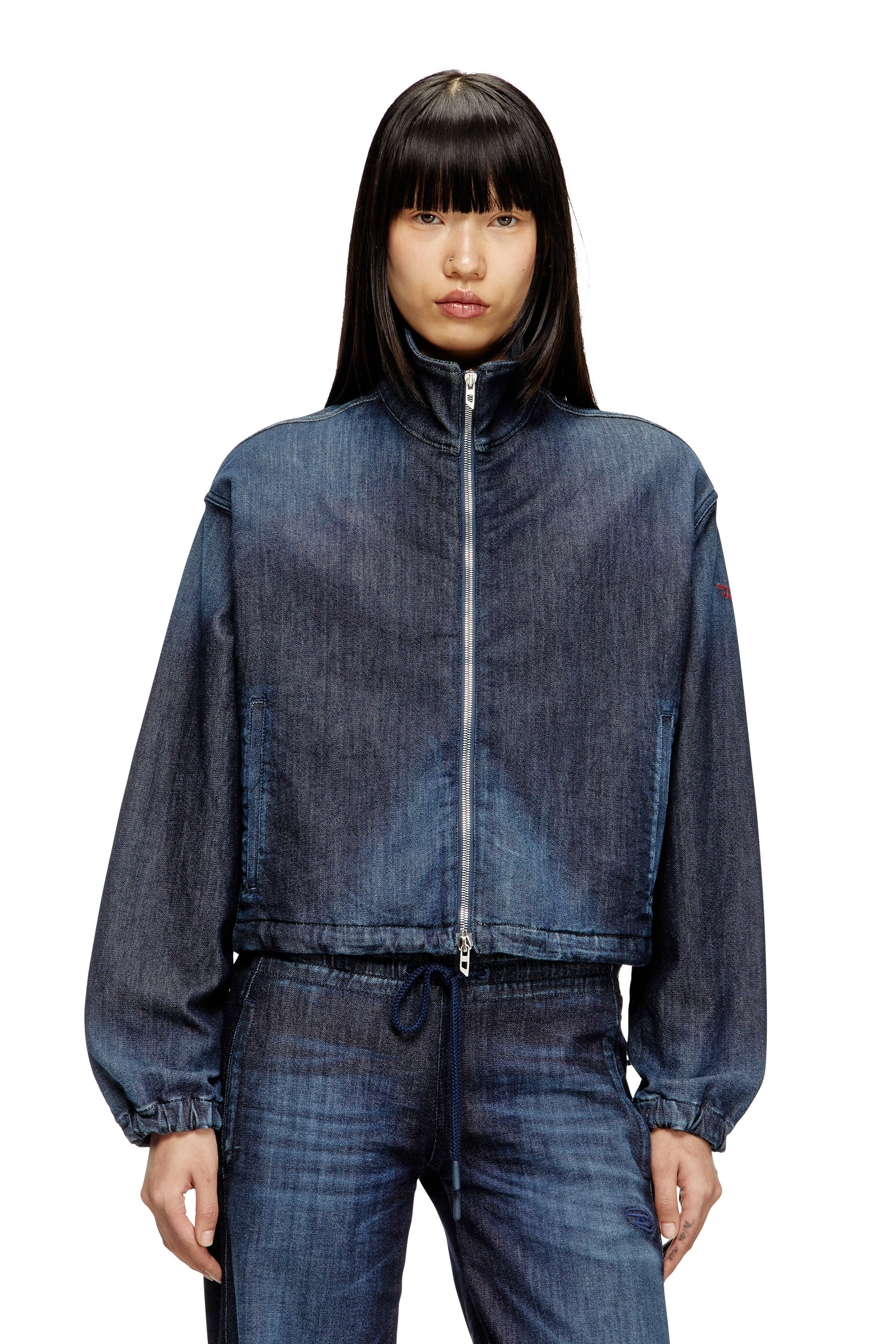 Diesel - DE-SANDERZ JOGG, Chaqueta de JoggJeans con cuello alto Mujer in Azul marino - 3