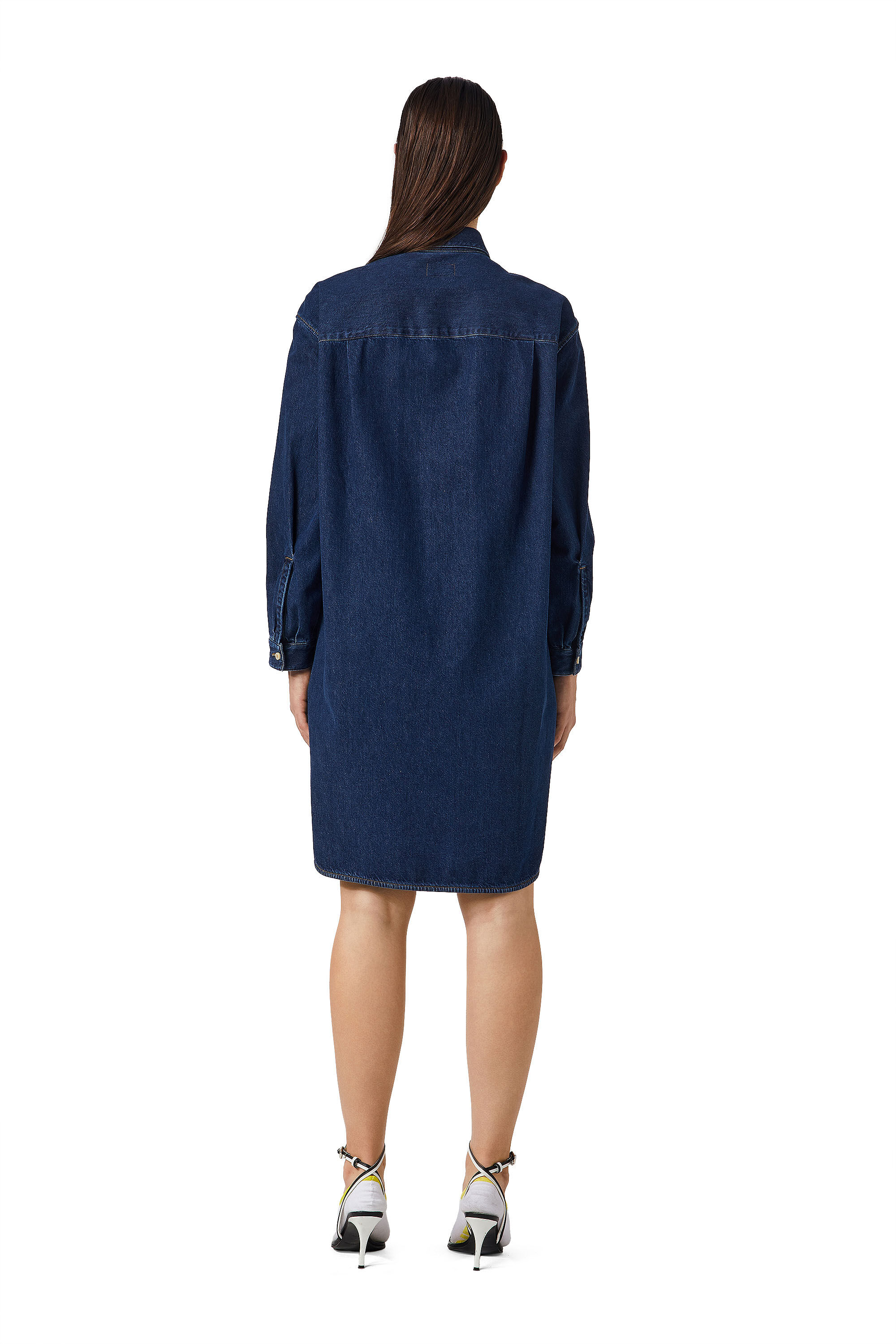 Diesel - DE-BLEX SHIRT DRESS, Woman's Shirt dress in denim in Dark Blue - 3