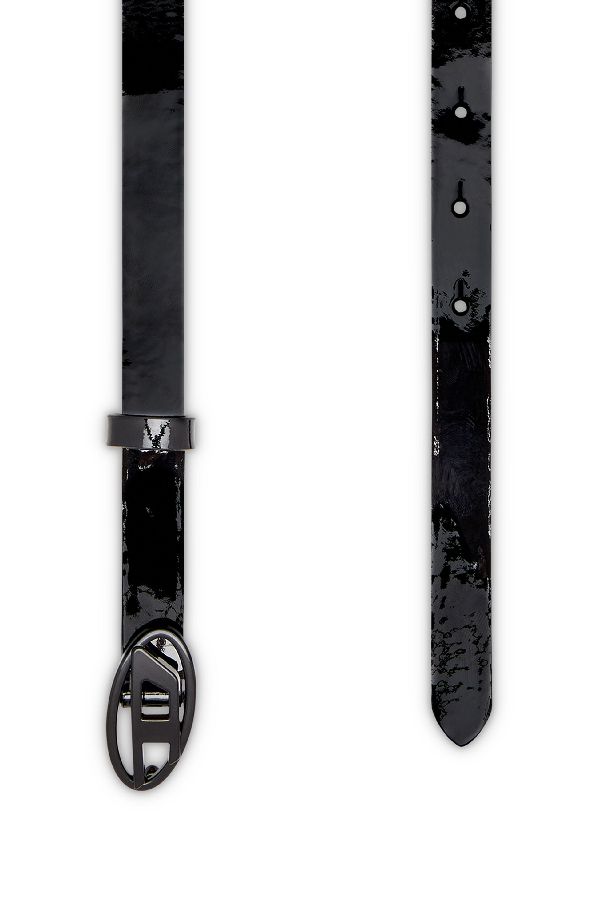 Diesel - B-PLAY 15, Cinturón 1.5 cm entallado de cuero brillante Mujer in Negro - 2
