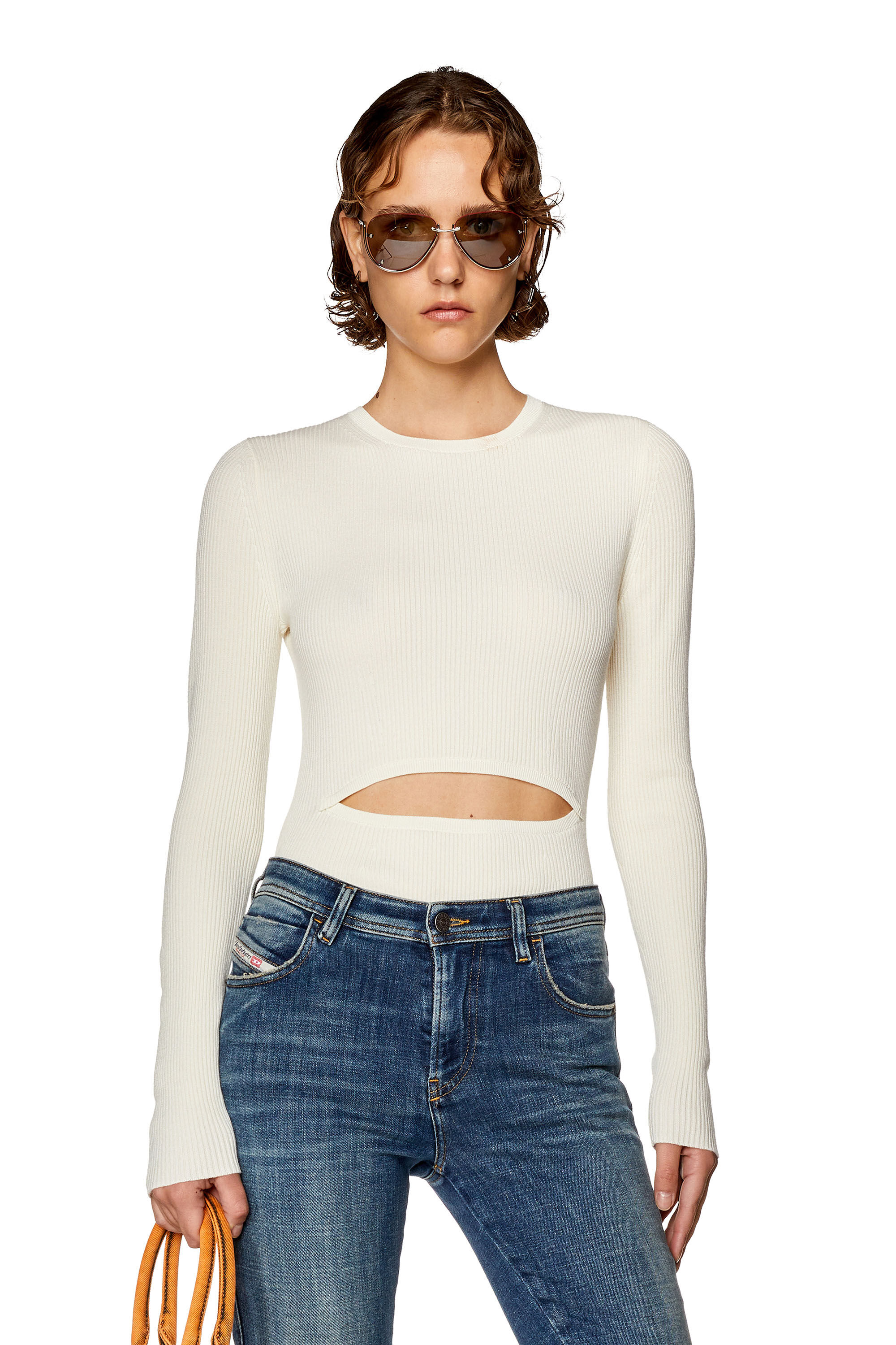 Women's Wool-blend top with cut-out | White | Diesel