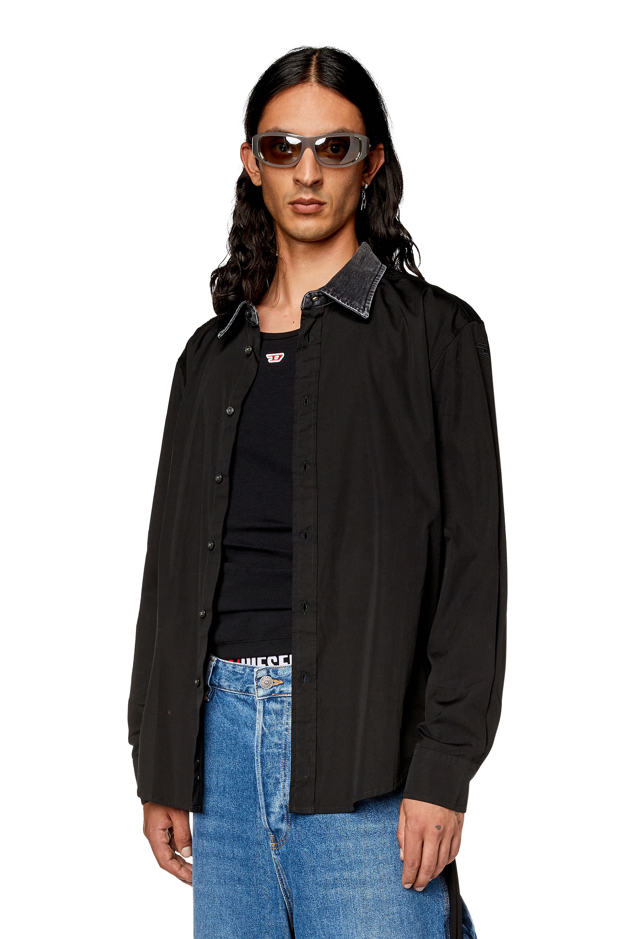 Men's Light black stretch denim cap | Black | Diesel