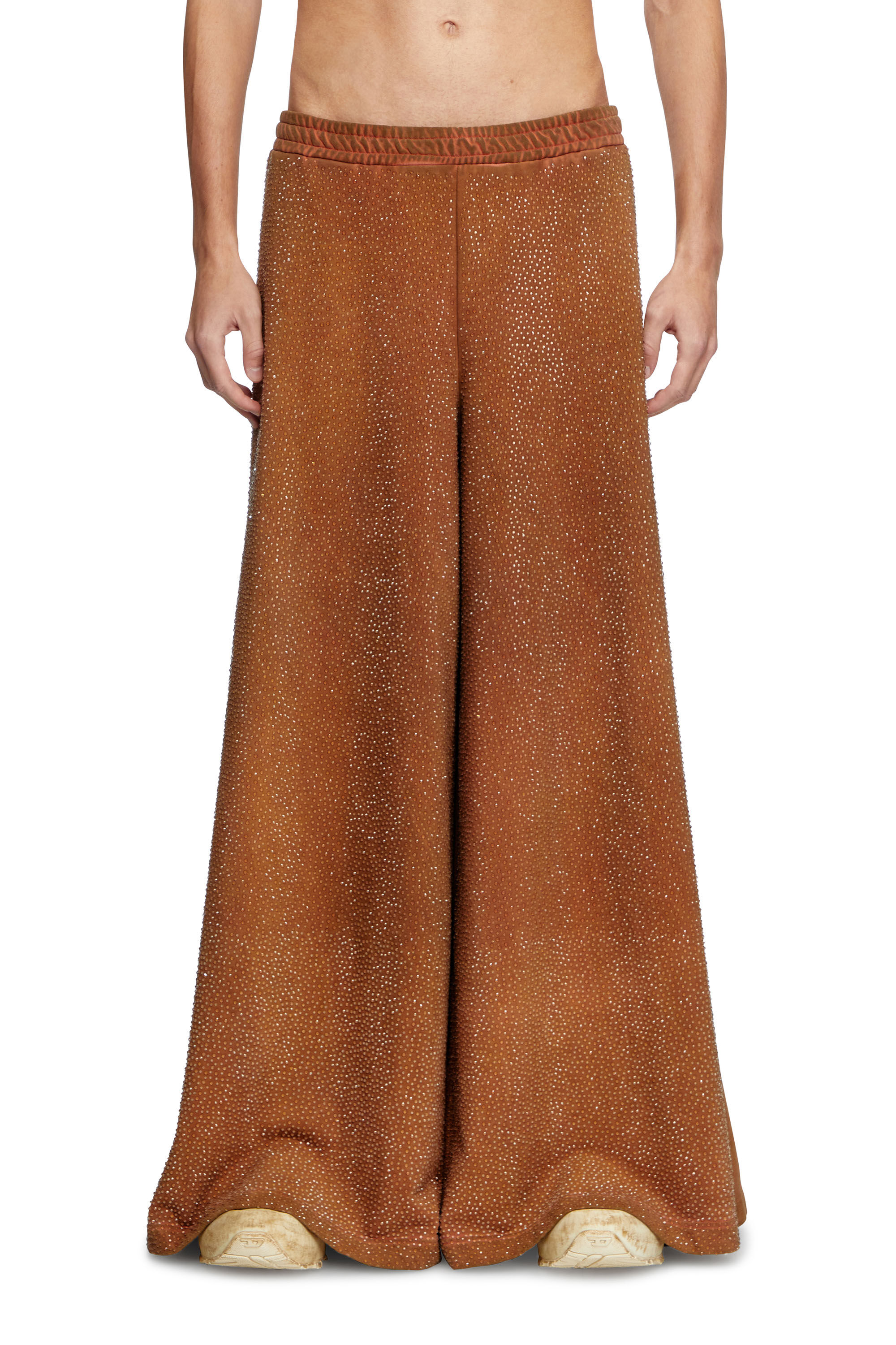 Women's Wide-leg sweatpants with crystals | Brown | Diesel