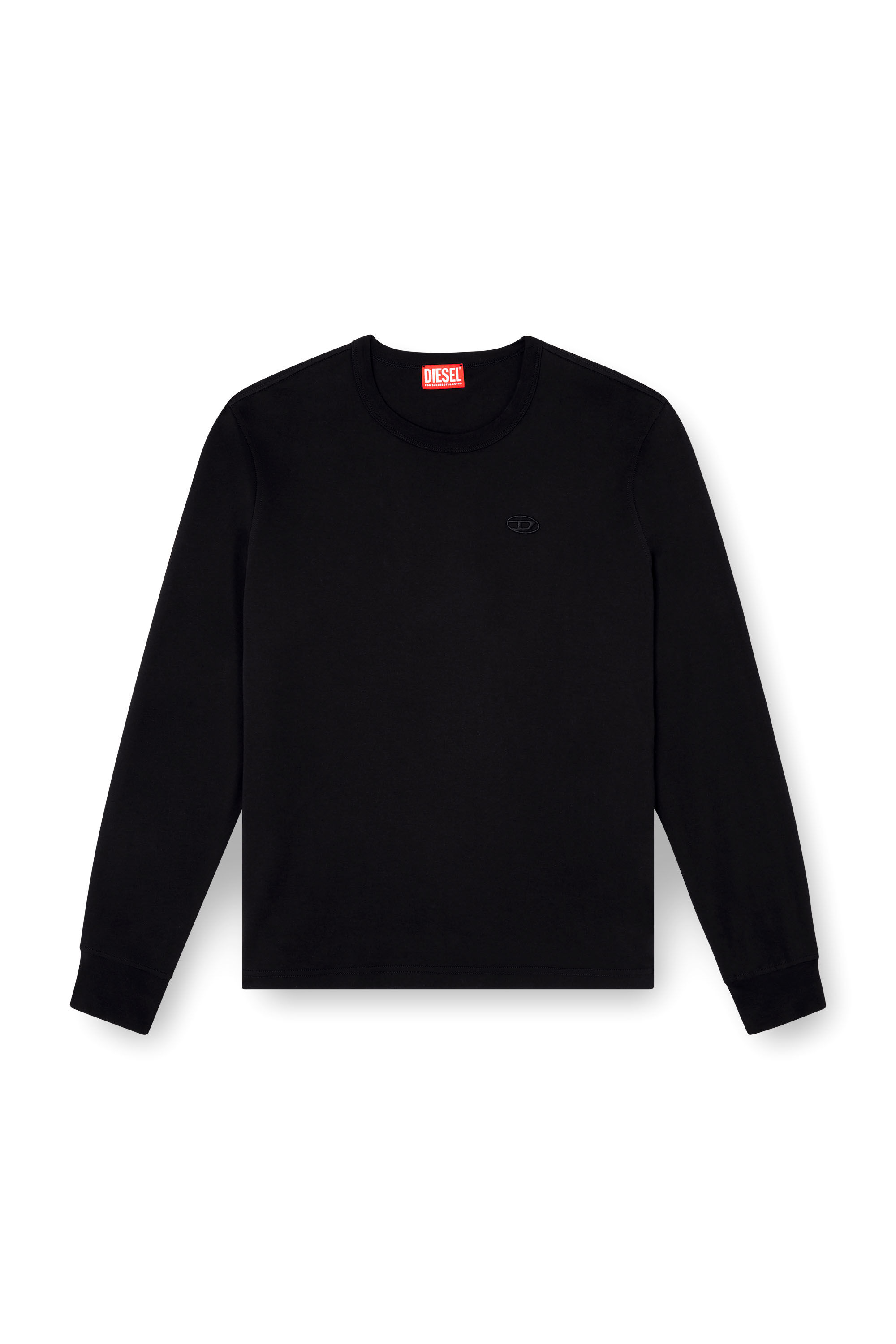 Diesel - T-ADJUST-LS-SLITS-R17, Camiseta de manga larga con logotipo bordado Hombre in Negro - 2