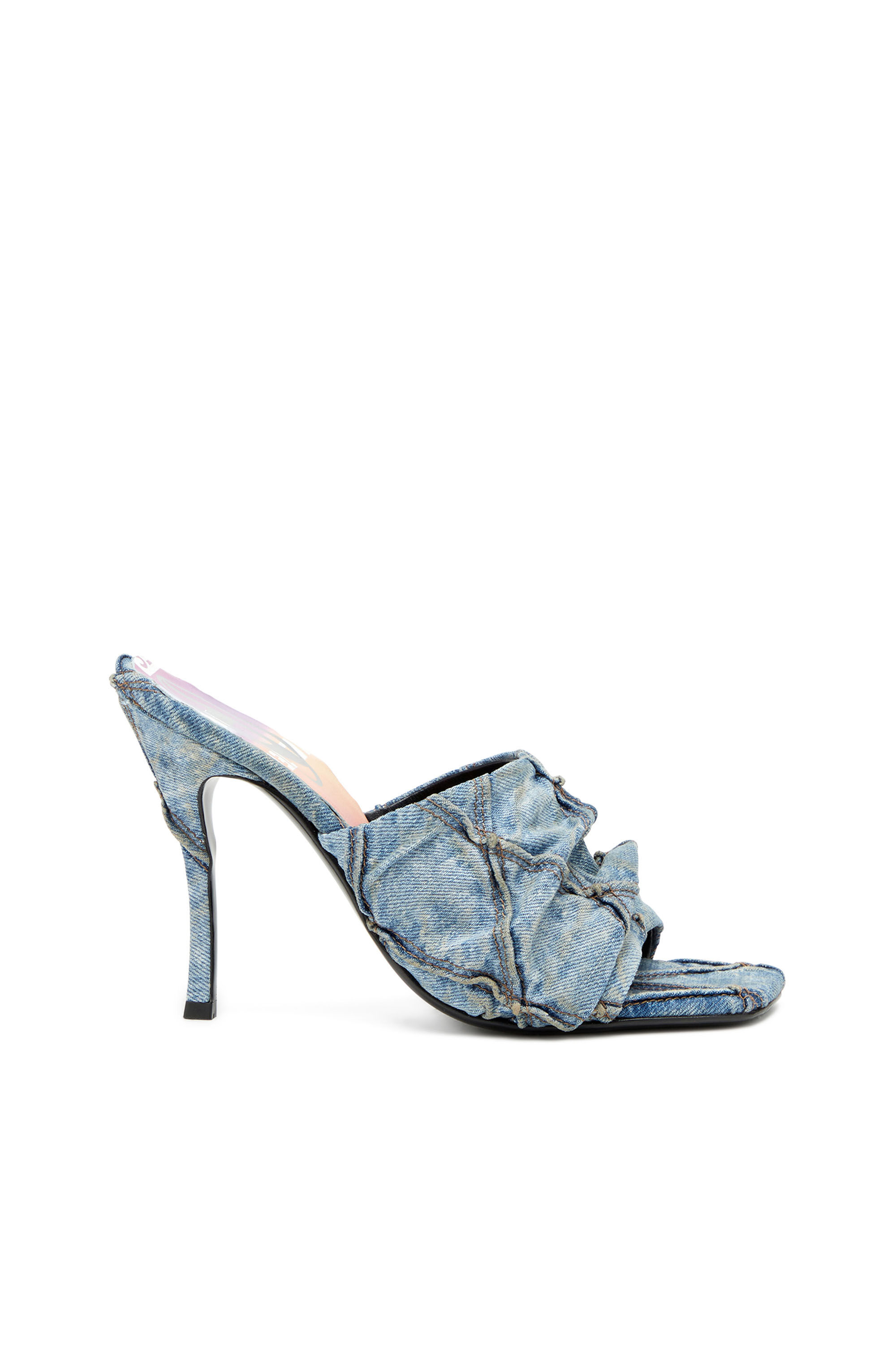 Women s D Sydney Mule sandals with quilted denim band Blue Diesel
