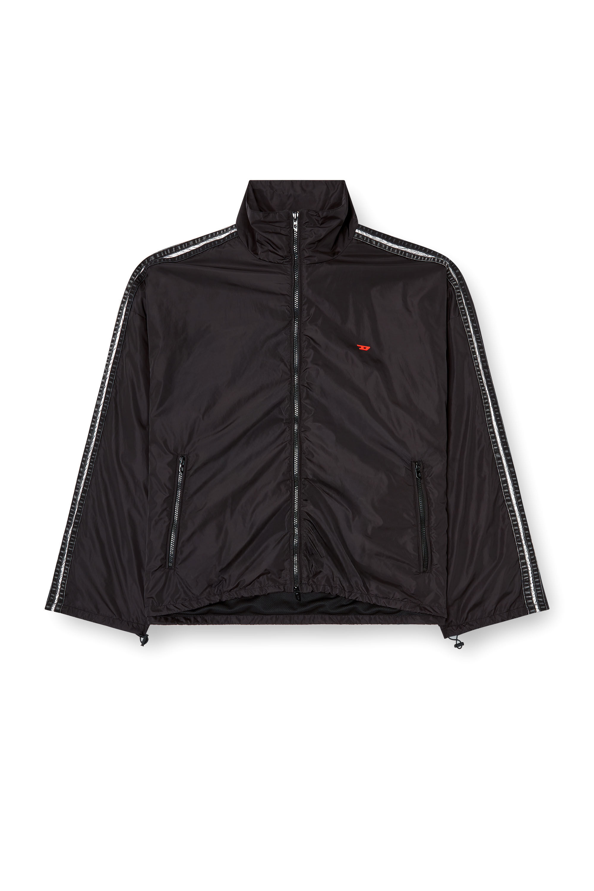 Diesel - J-CARON, Chaqueta deportiva en nylon con bandas de denim Hombre in Negro - 2