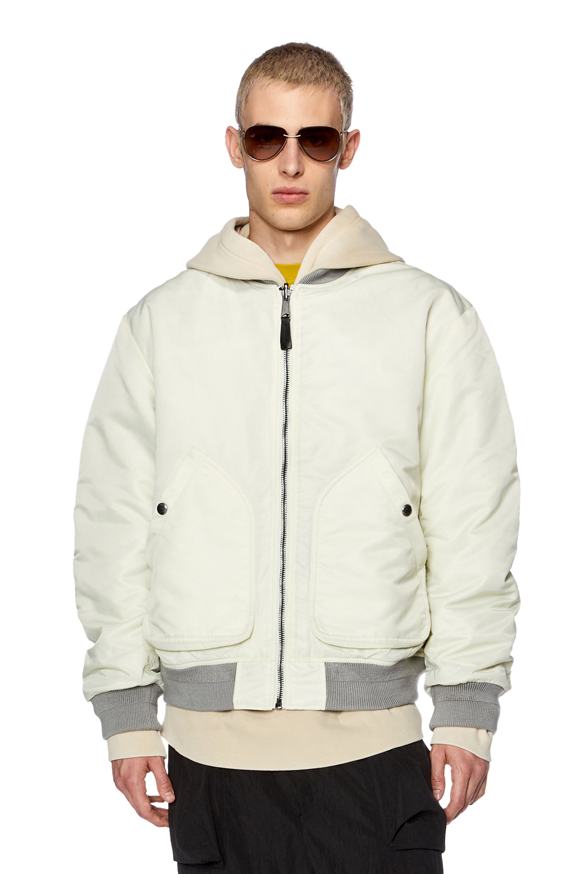 White nylon bomber jacket cheap