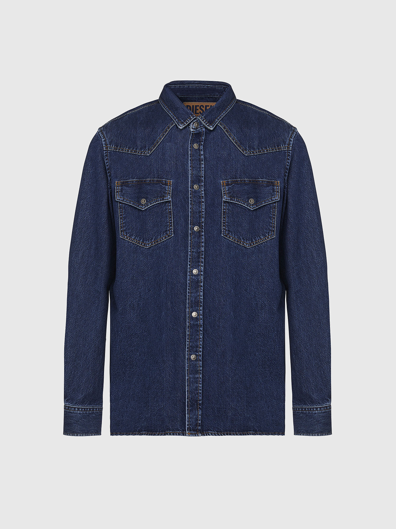 dark blue denim shirt