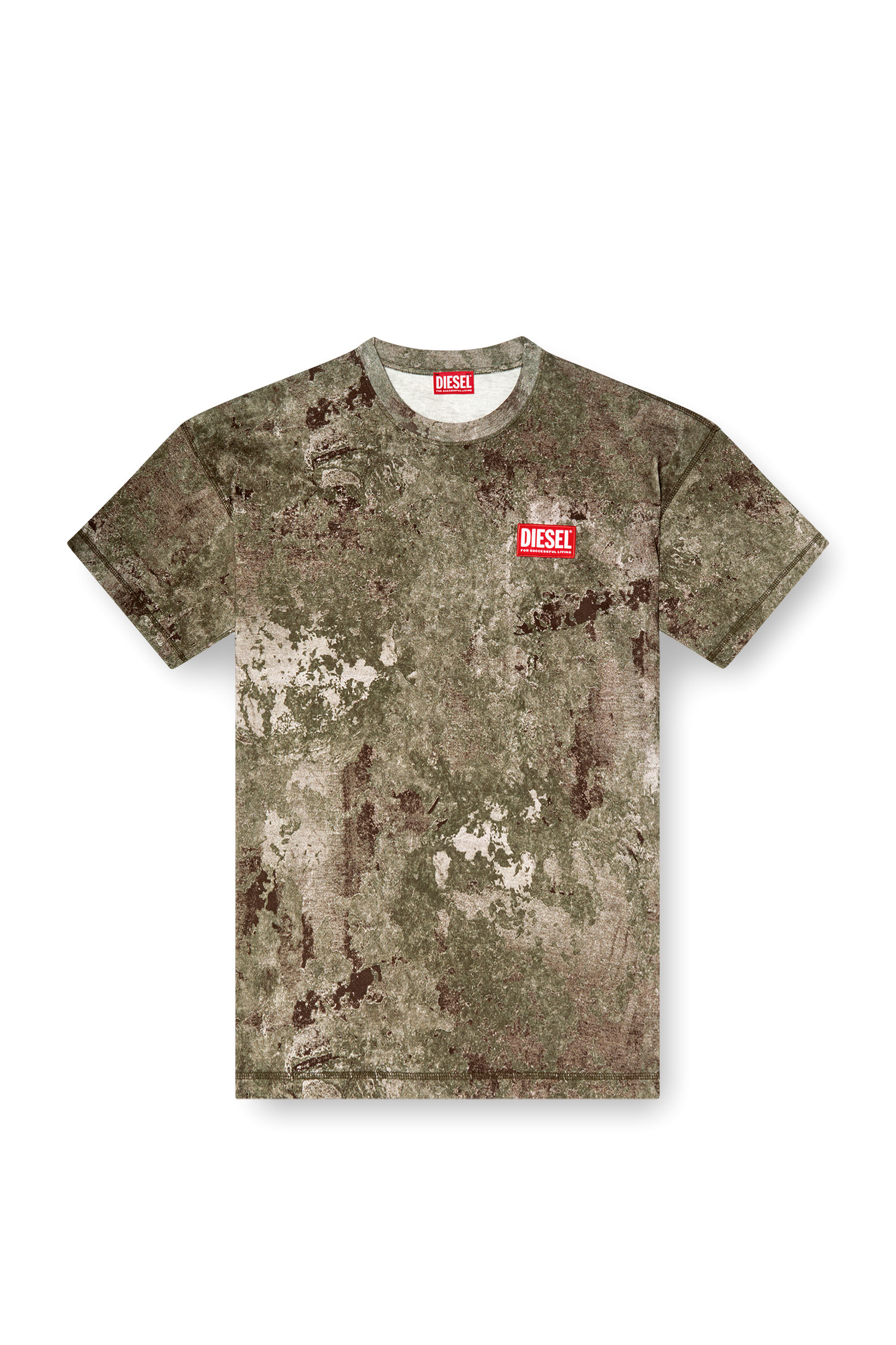 Men's Marble-effect burnout T-shirt | Green | Diesel