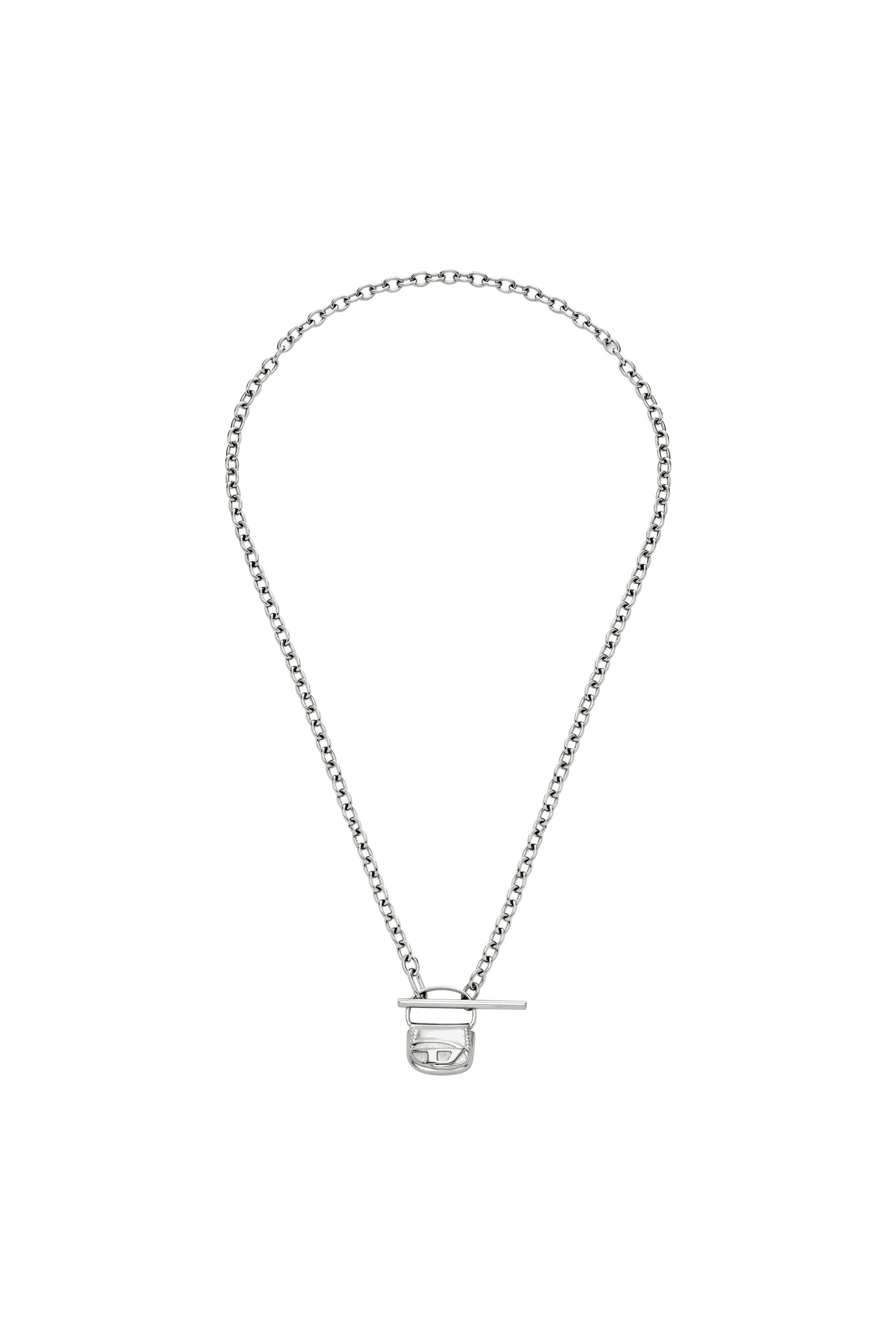 ★Diesel★Stainless Steel Double Pendant Necklace★Silver Diesel Two-Tone Stainless Steel Double Pendant Necklace