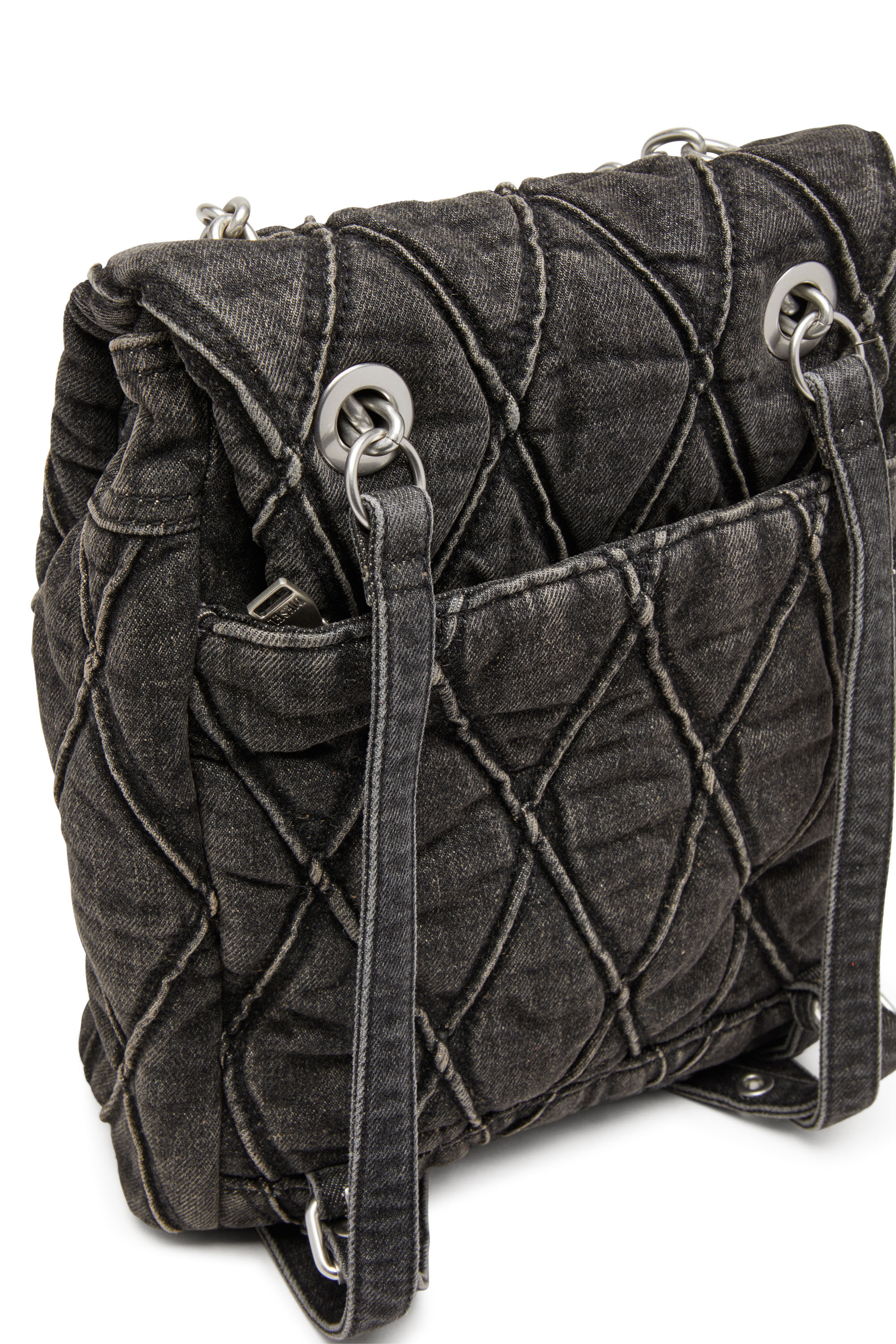 Women's Charm-D S-Backpack in Argyle quilted denim | Black