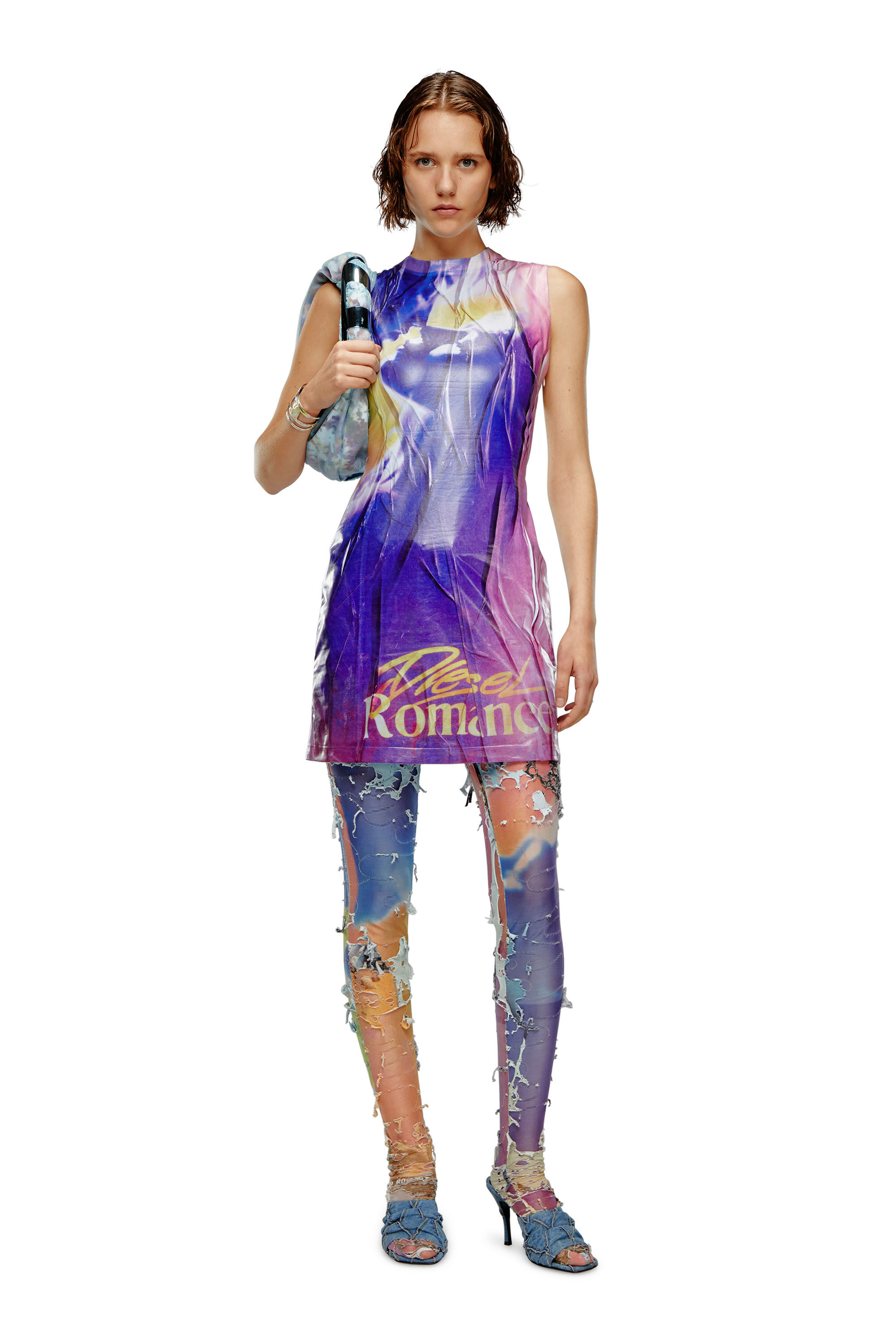 Diesel - D-BELLE, Vestido largo con estampado de póster Mujer in Multicolor - 3