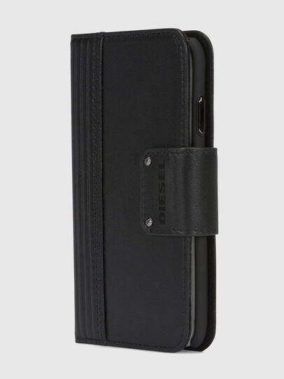 BLACK LINED LEATHER IPHONE X FOLIO, Black Diesel - BLACK LINED LEATHER IPHONE X FOLIO, Black - Flip covers - Image 3