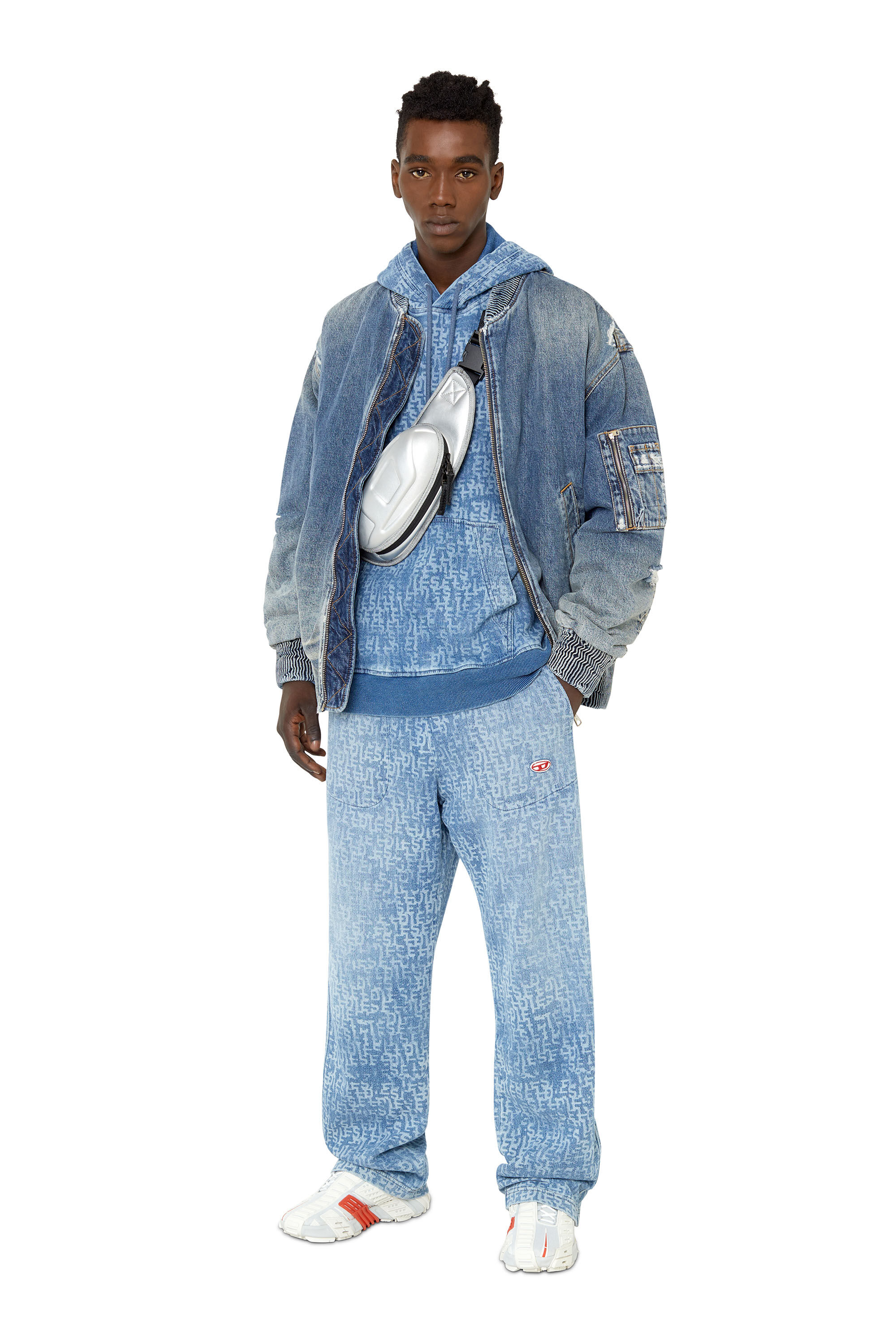 D-MARTIANS TRACK DENIM: Straight medium blue Baggy Jeans | Diesel