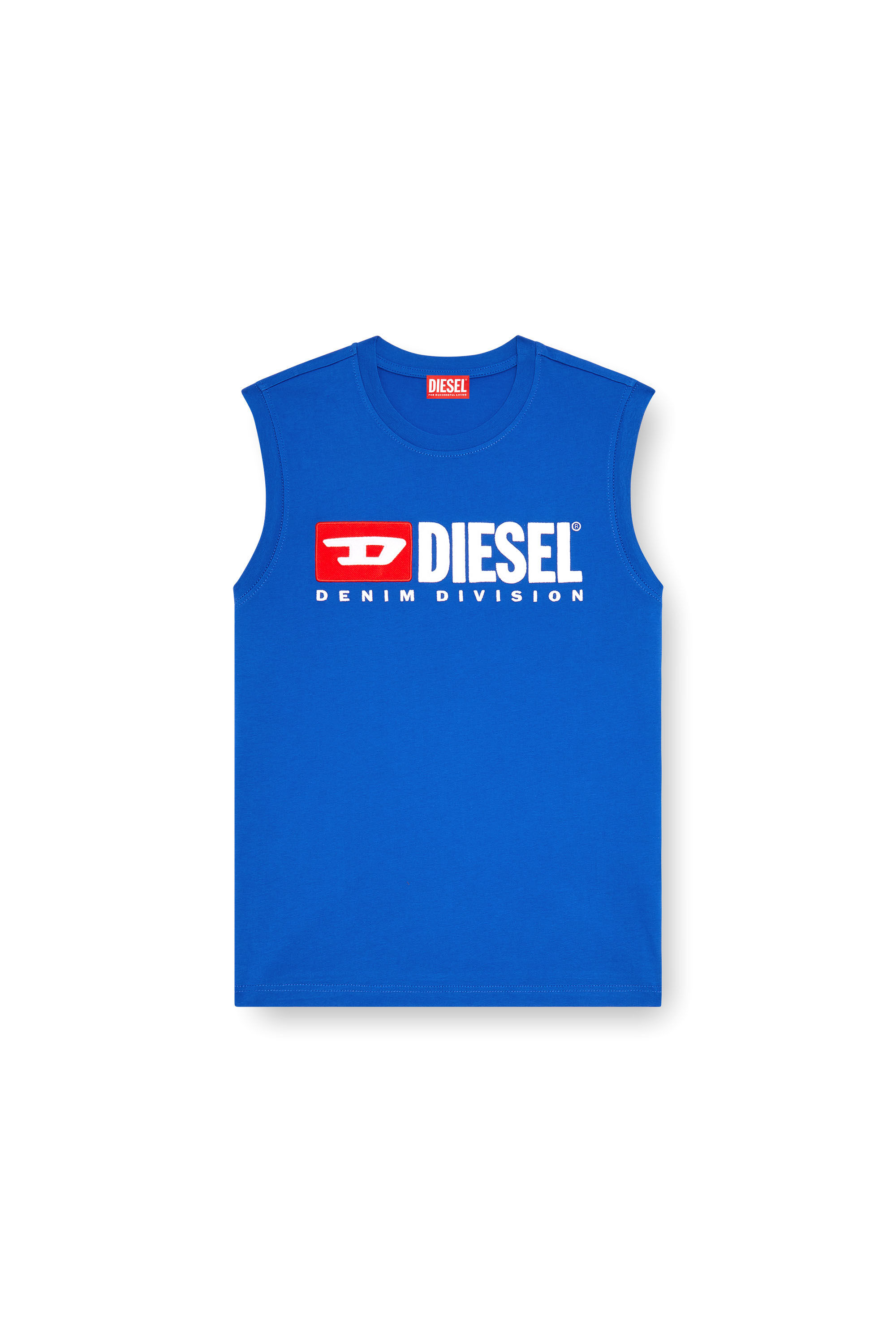 Diesel - T-ISCO-DIV, Man Tank top with chest logo print in Blue - Image 2