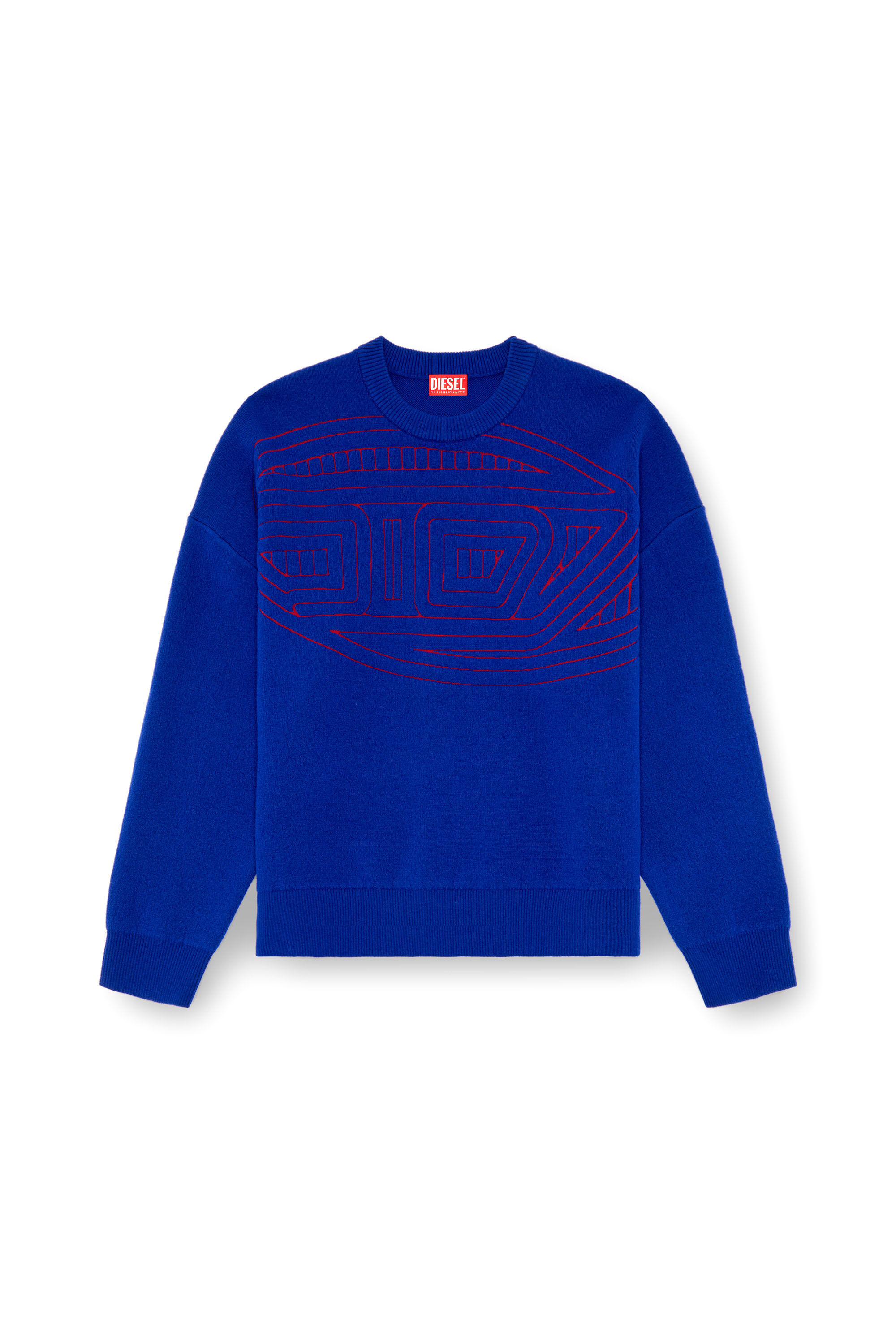Diesel - K-RATIO, Man's Wool-blend jumper with graphic logo in Blue - 2