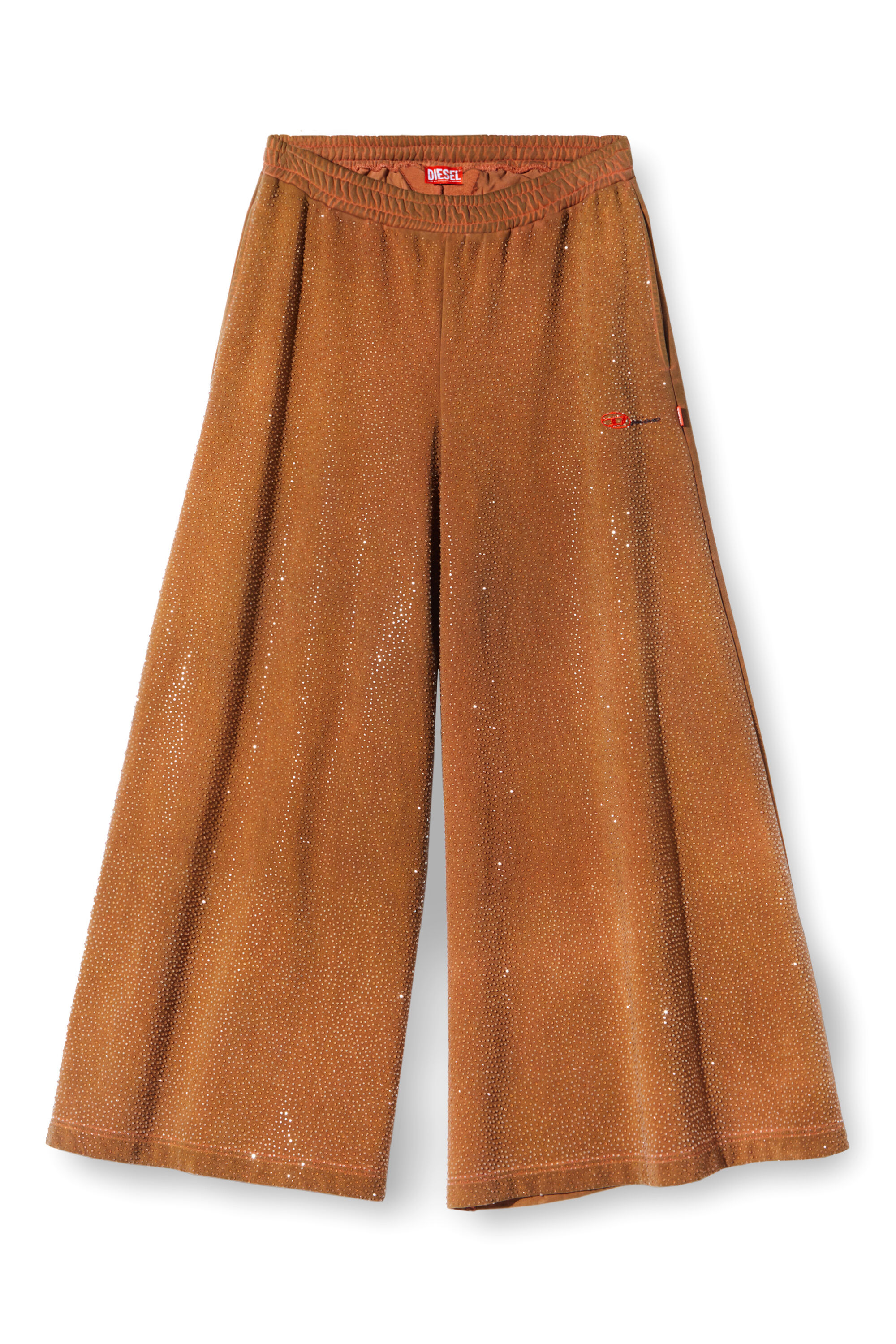 Women's Wide-leg sweatpants with crystals | Brown | Diesel