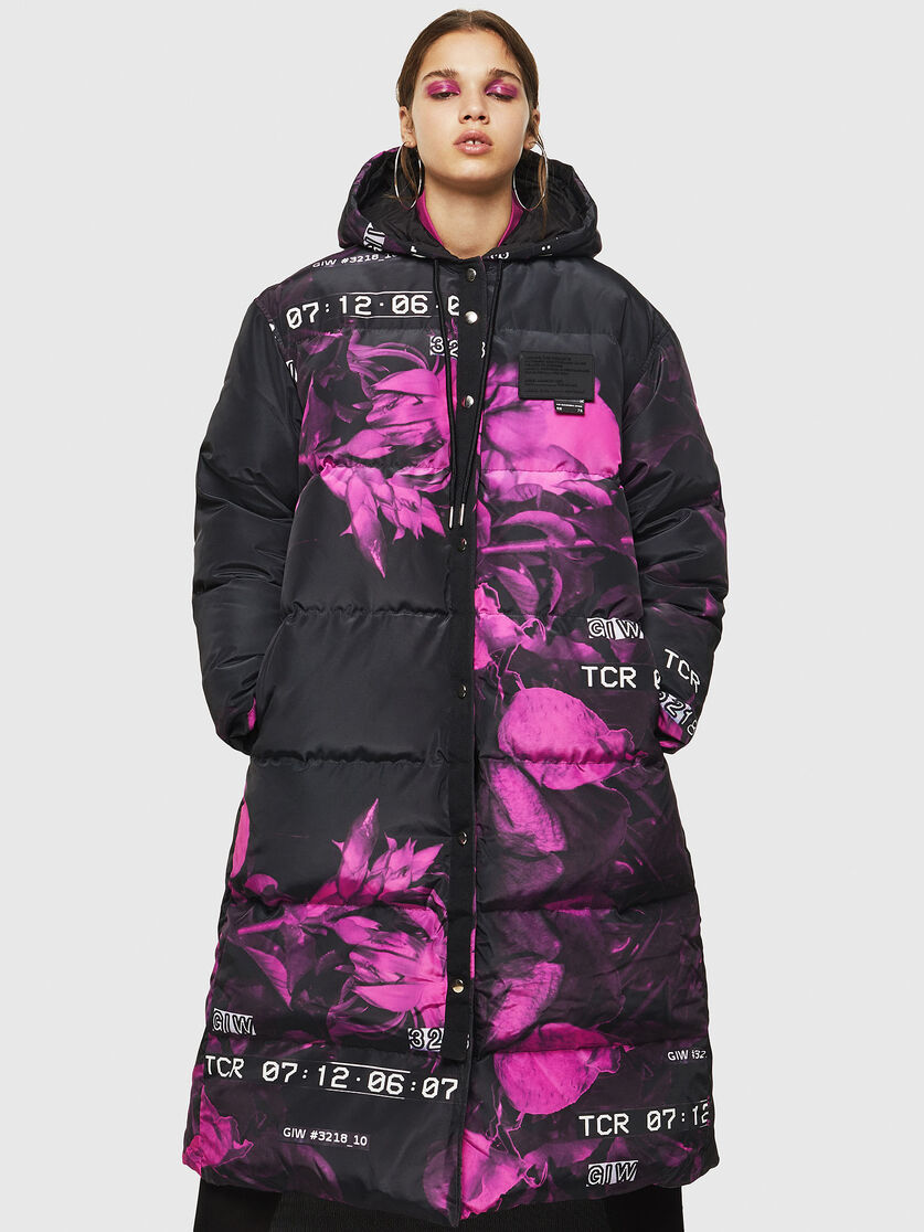 W Doryn B Women Puffer Coat With Floral Print Diesel